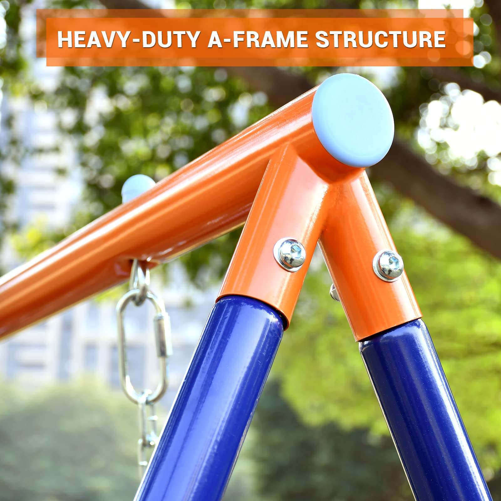 Outdoor Metal Swing Set with Saucer Seat