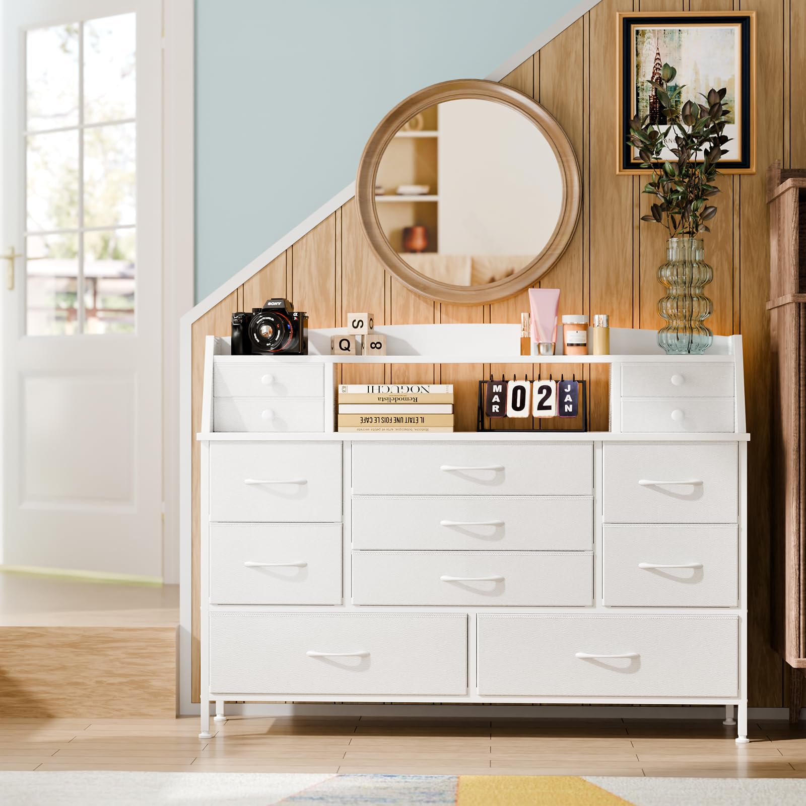 Dresser for Bedroom with 13 Drawers, Fabric Chest of Drawers