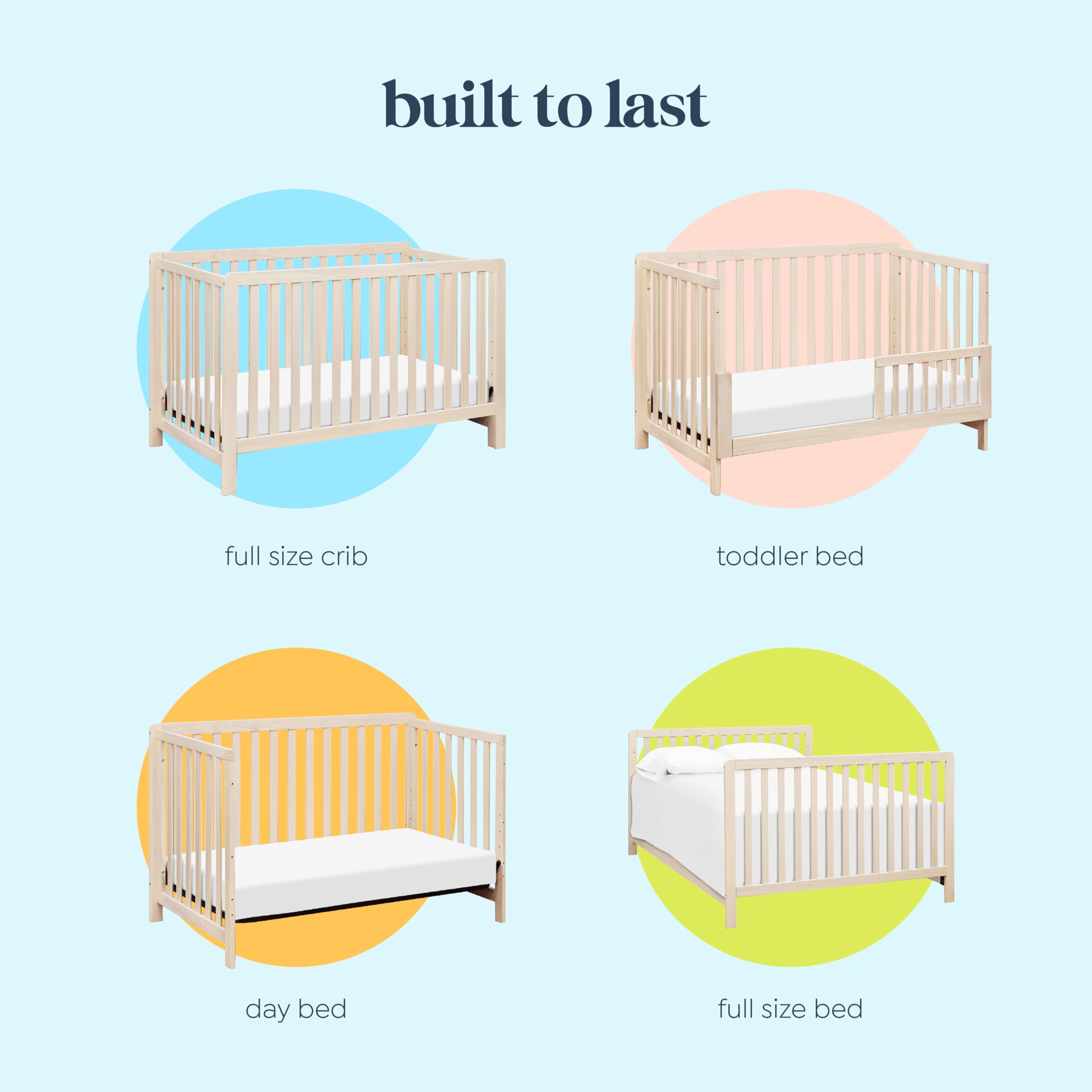 4-in-1 Convertible Baby Crib with Adjustable Mattress Heights