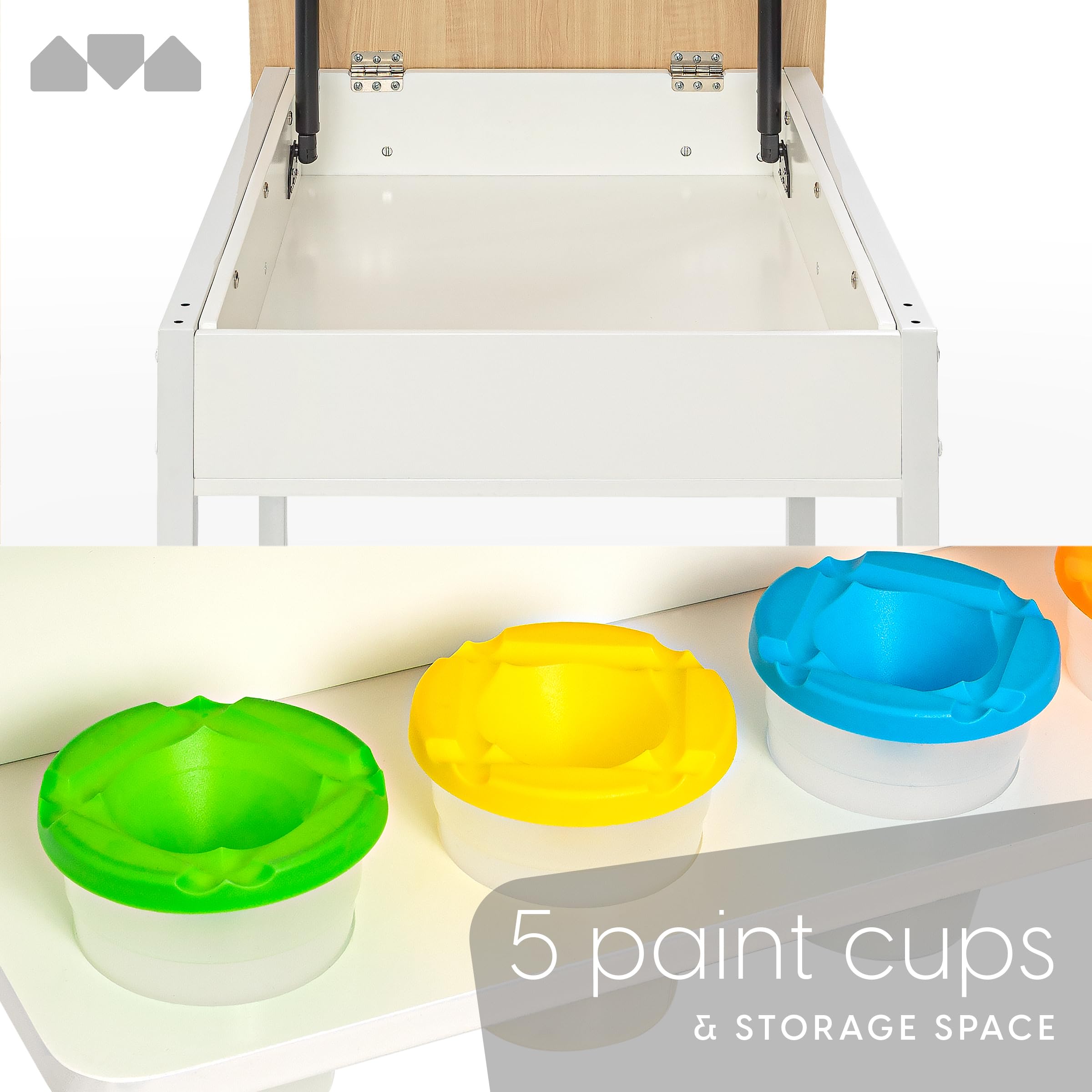 2-in-1 Kids Art Table and Chair Set with Storage and Easel
