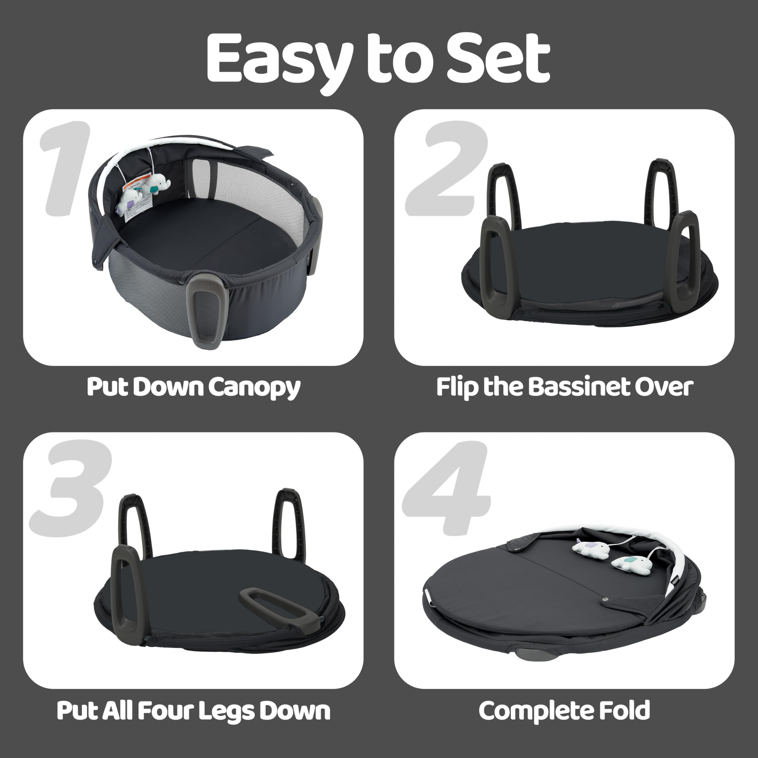 Portable Baby Bassinet and Play Space with Canopy