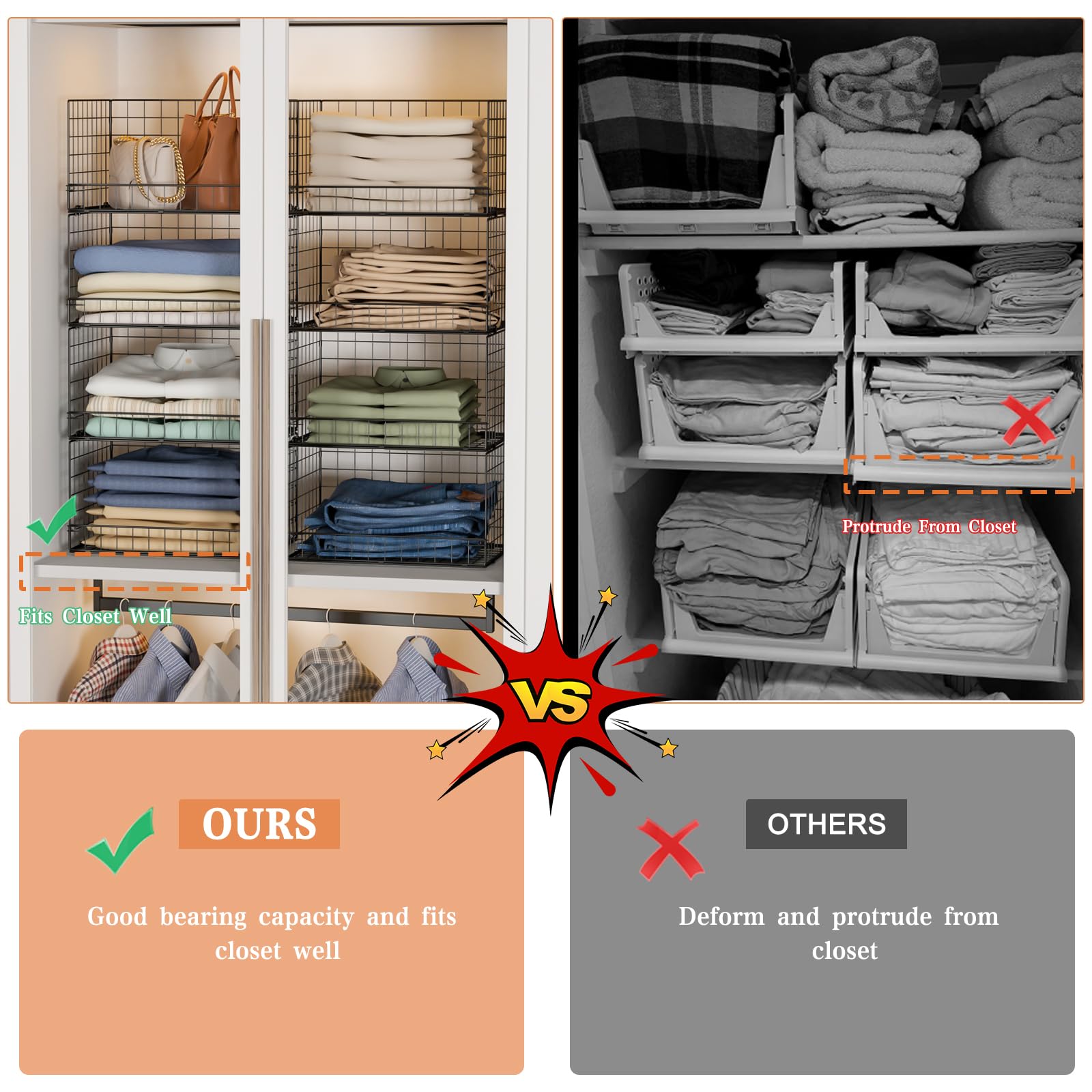 4-Tier Stackable Closet Organizer Shelves