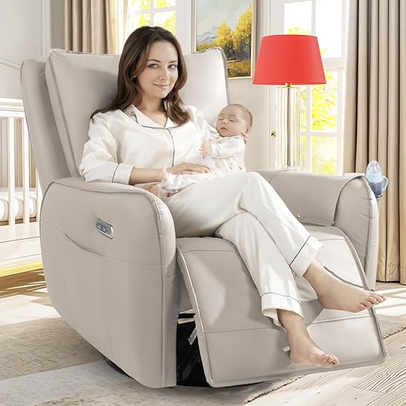 Rocking Chair Nursery Gliders, Electric Swivel Rocker Recliner Chair