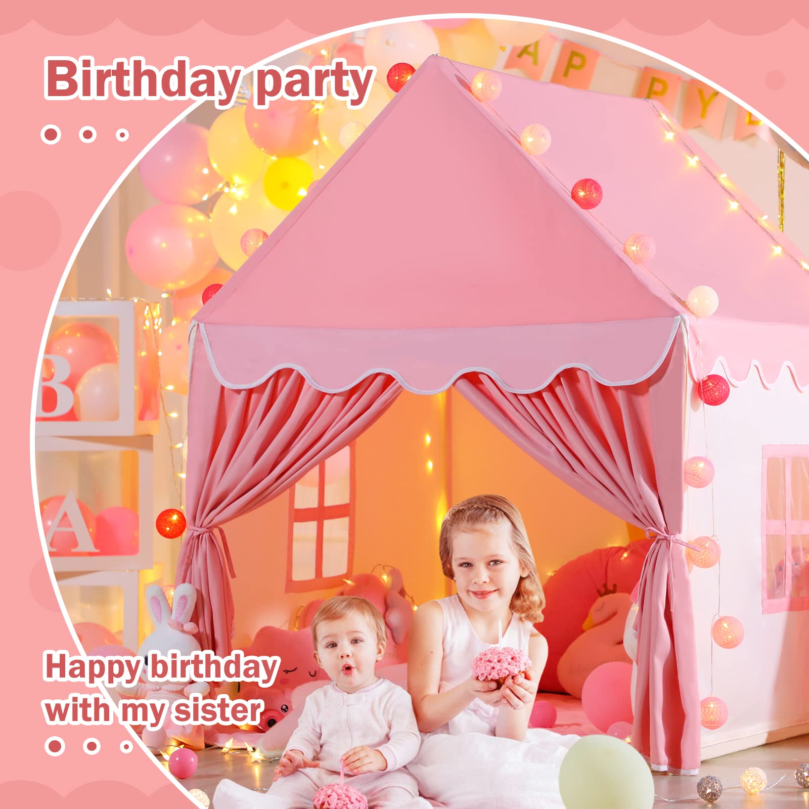 Kids Play Tent with Mat and Star Lights