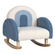 Kids Blue Rocking Chair with Solid Wood Frames, Plush Fabric