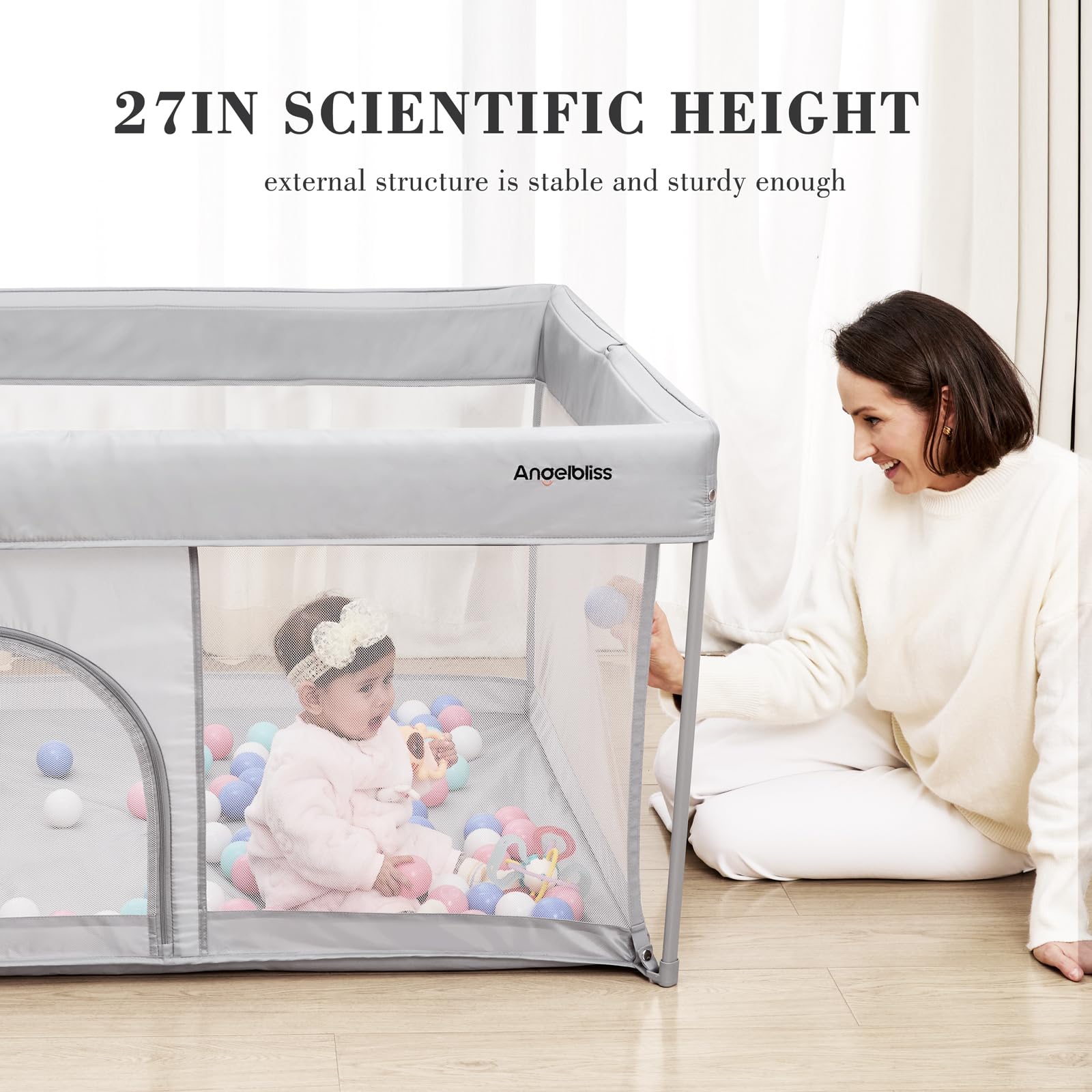Baby Playpen 50x50 Portable Play Yard with Breathable Mesh