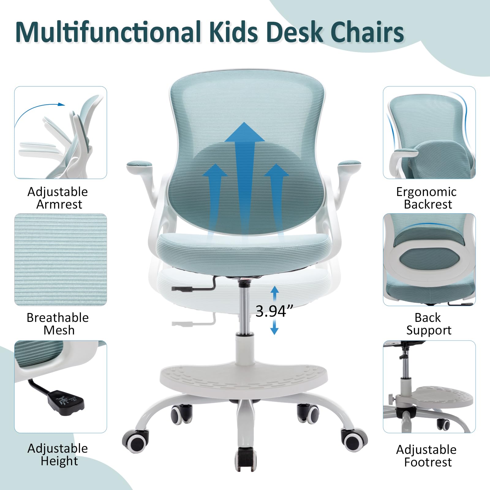 Ergonomic Kids Desk Chair with Adjustable Height