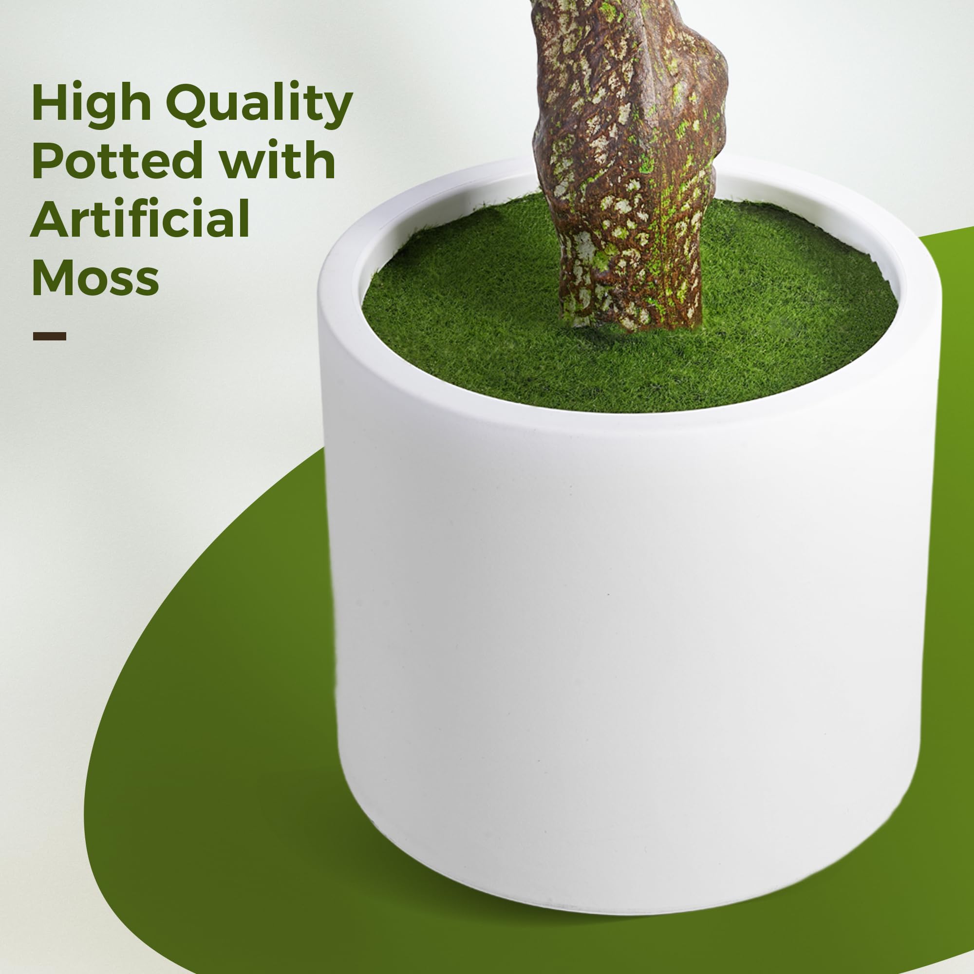 7ft Artificial Olive Tree with Natural Wood Trunk and White Planter