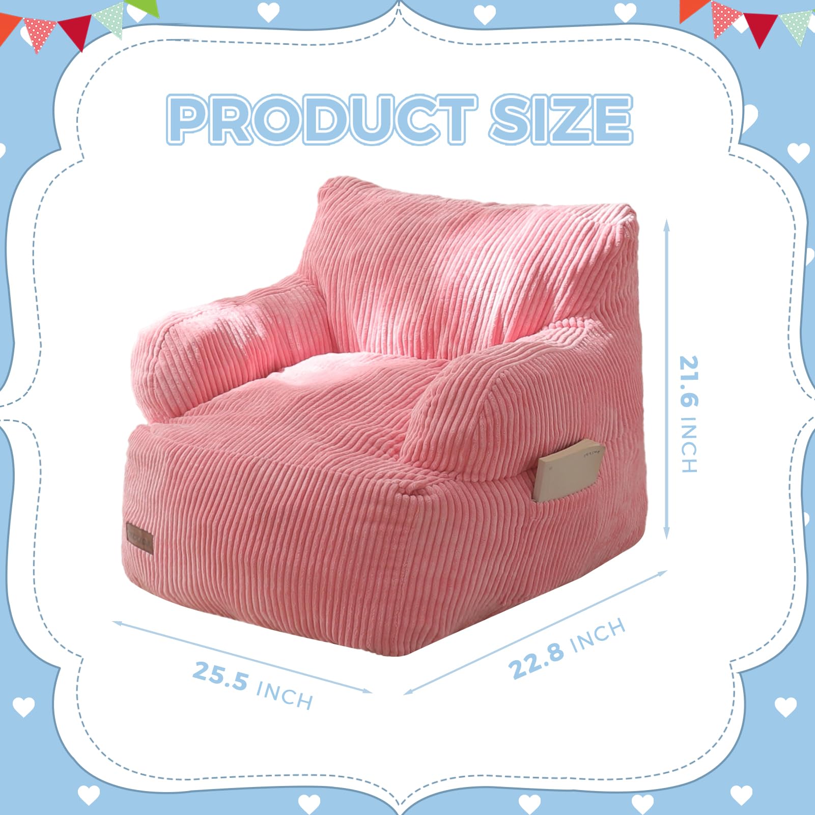 Kids Bean Bag Chair with Storage Pocket