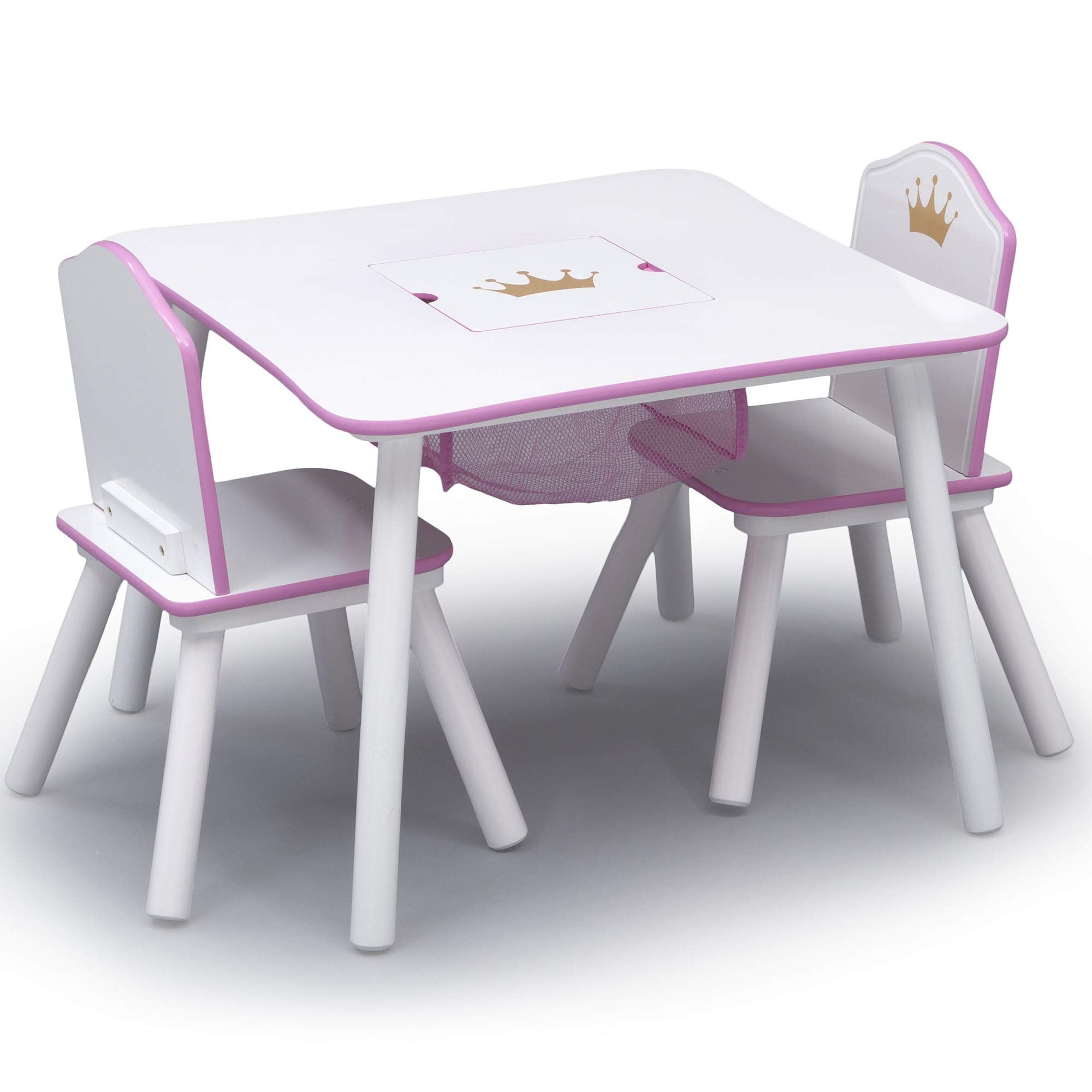 Princess Crown Kids Wood Table and Chair Set with Storage - Greenguard Gold Certified