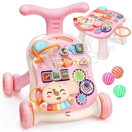 Baby Walker for Boys Girls, 2 in 1 Sit-to-Stand Learning