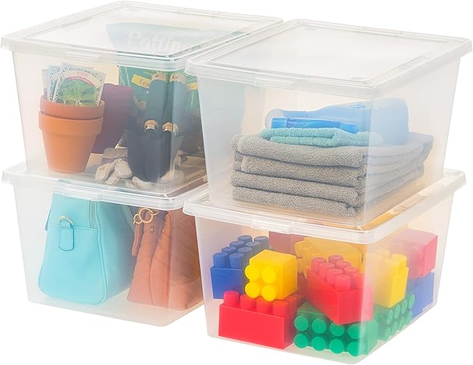 20-Pack Storage Bins with Lids, 6 Quart, Shoe Boxes Clear Stackable Containers Organize