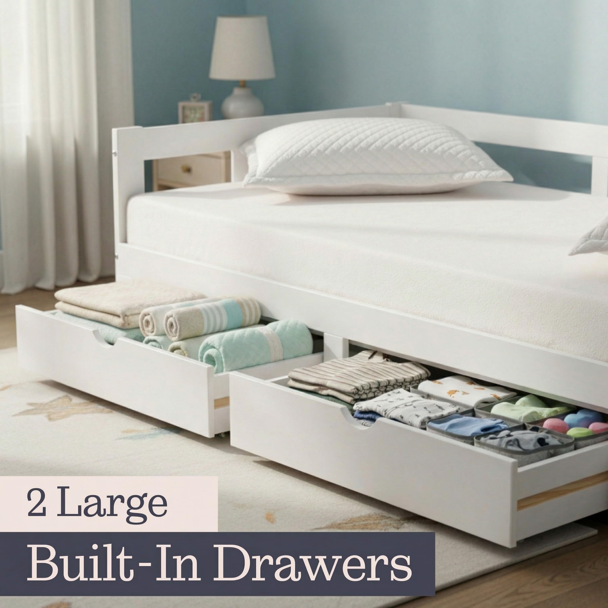 Convertible Twin to King Daybed with Trundle and Storage