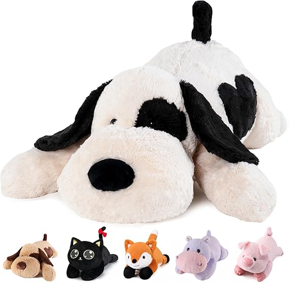 Grey & White Dog Weighted Stuffed Animals - 22 Inch 4.5 Pounds Weighted