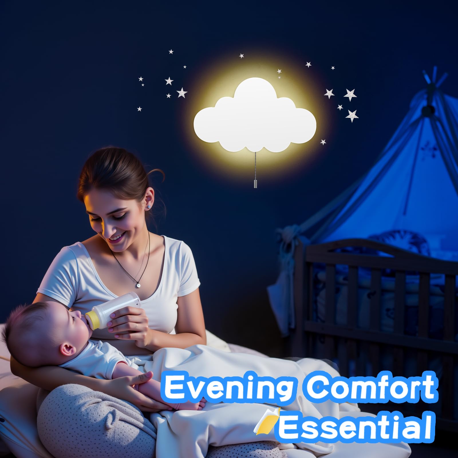 Cloud Light Battery-Powered Wall Lamp for Nursery and Kids Bedroom