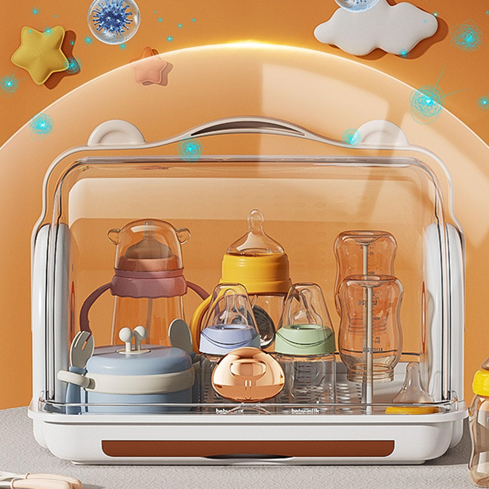 RYTTGOP Baby Bottle Drying Rack Storage Plastic Multifunctional Drainage Nursing Bottle Box Portable Kitchen Cabinet Organizer