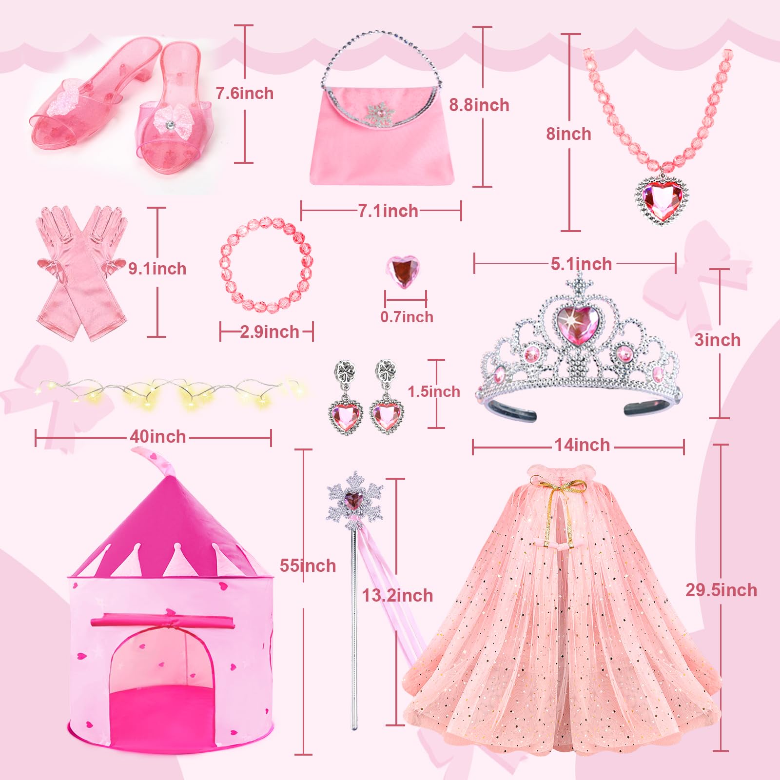 Princess Castle Play Tent with LED Stars