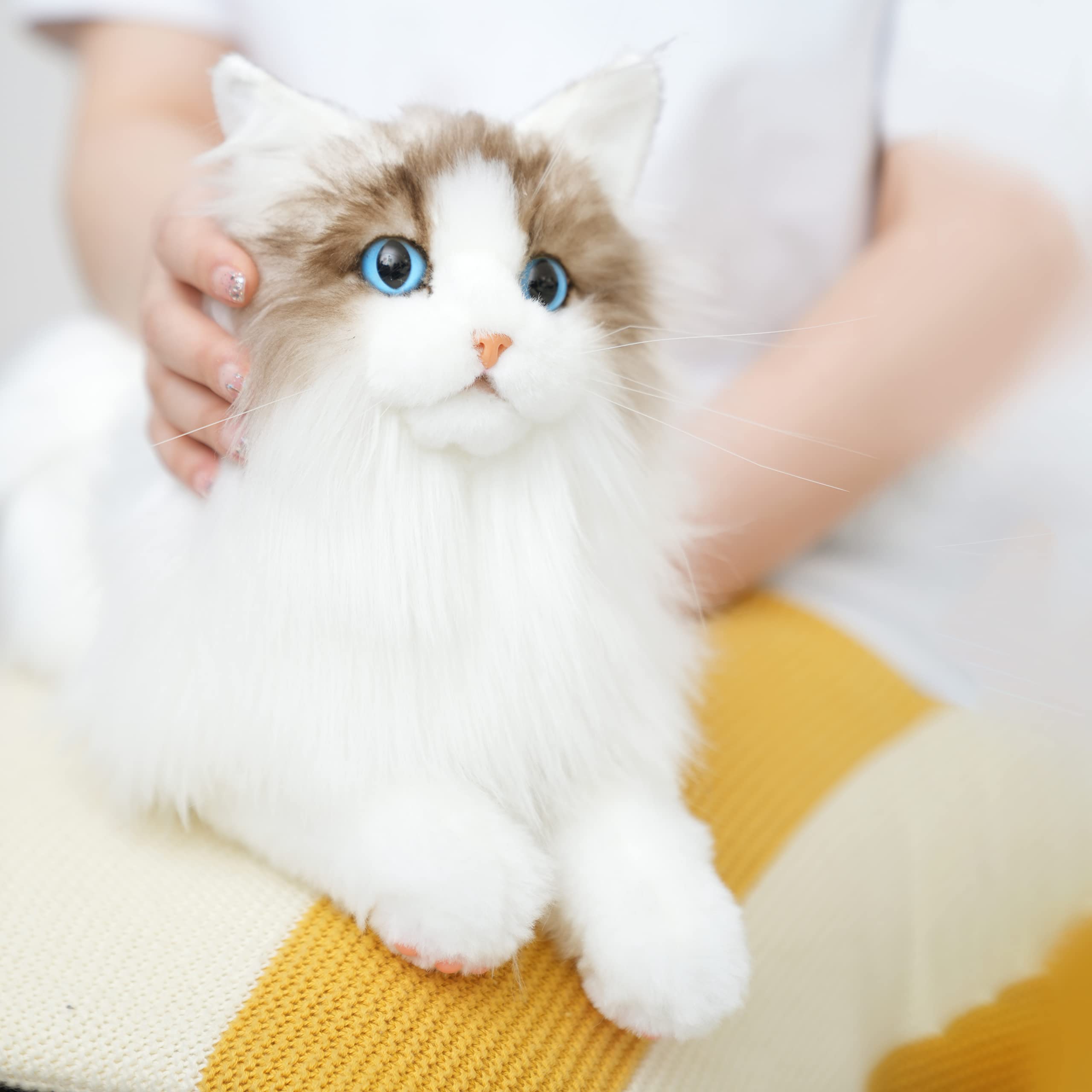 Stuffed Animals Handmade Realistic Cat Plush Toy Companion Pet for Elderly Adults Women