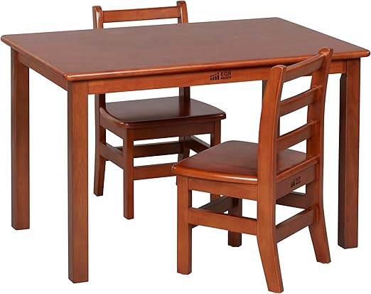 24in x 36in Rectangular Hardwood Table and Chair Set, 12in Seat