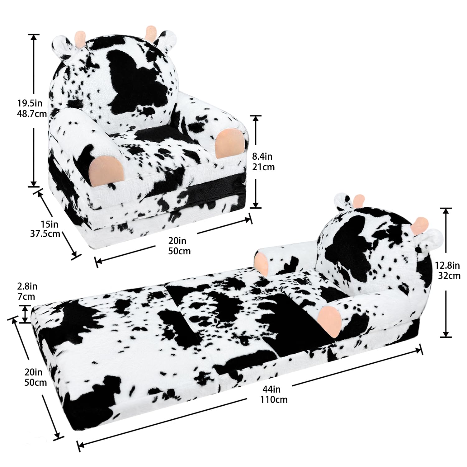 Foldable Toddler Chair with Faux Rabbit Fur