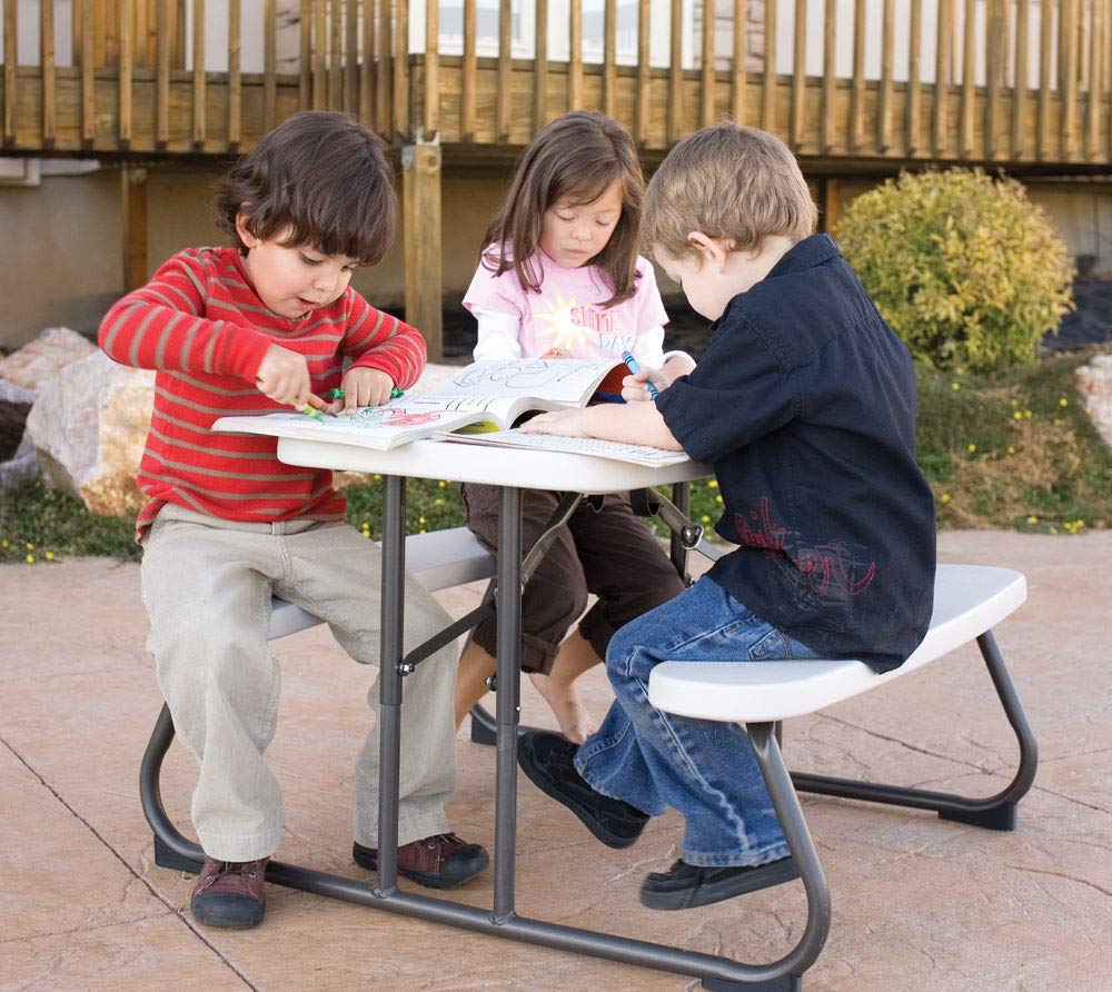 Kids Picnic Table Almond UV-Protected Outdoor Seating