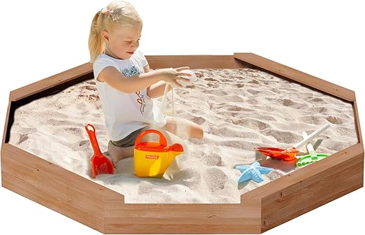 Octagonal Wooden Sandbox with Cover
