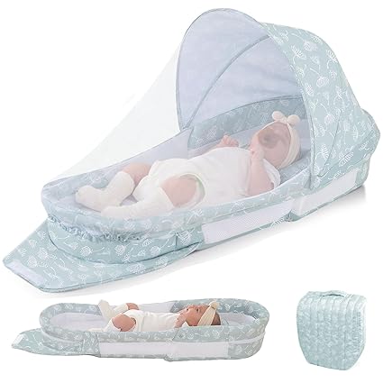Lounger, Foldable Diaper Bag Babies Nest with 2-in-1 Detaches