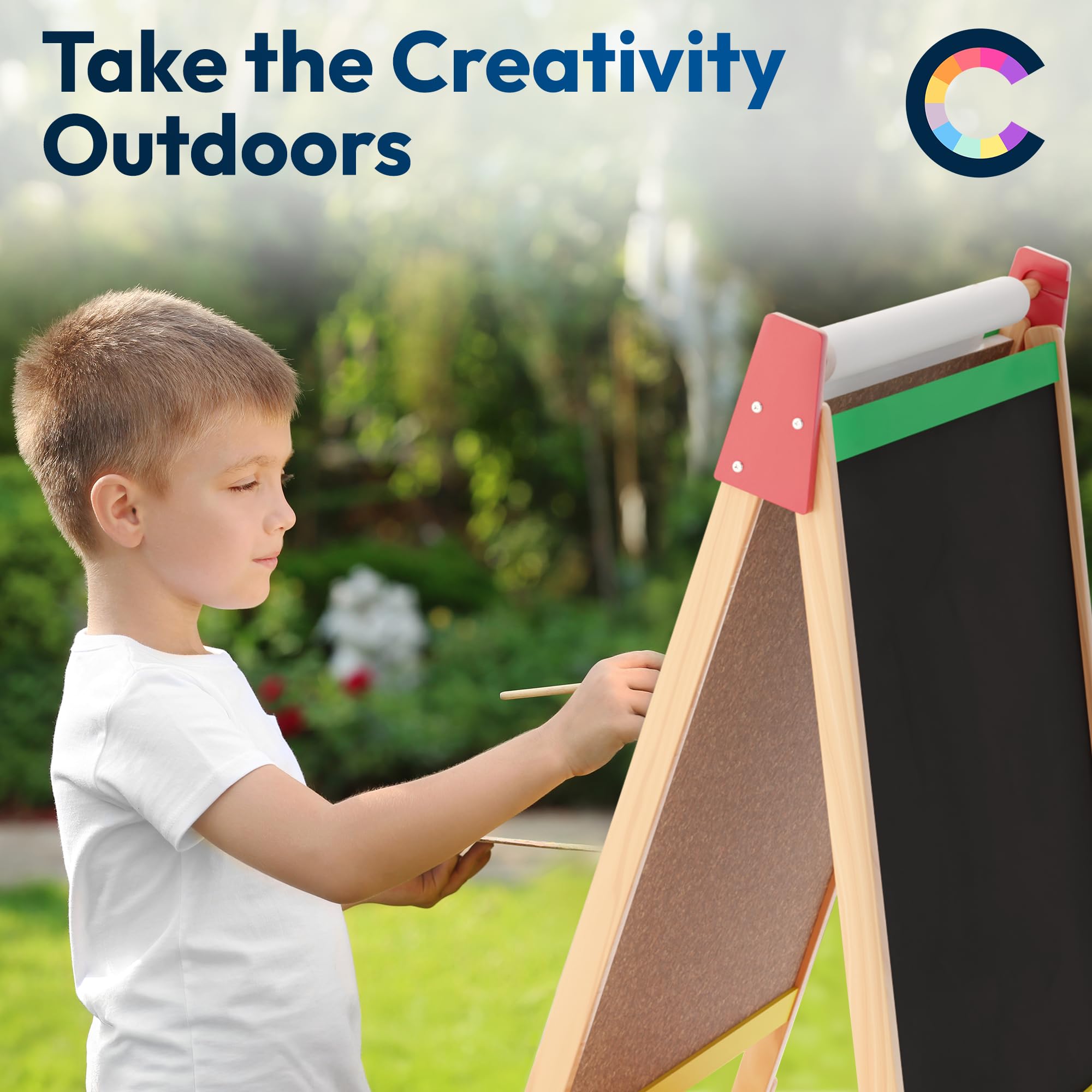 Double-Sided Wooden Art Easel for Kids