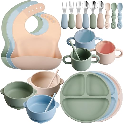 24 Pack Silicone Baby Feeding Set Baby Led Weaning Supplies Includes
