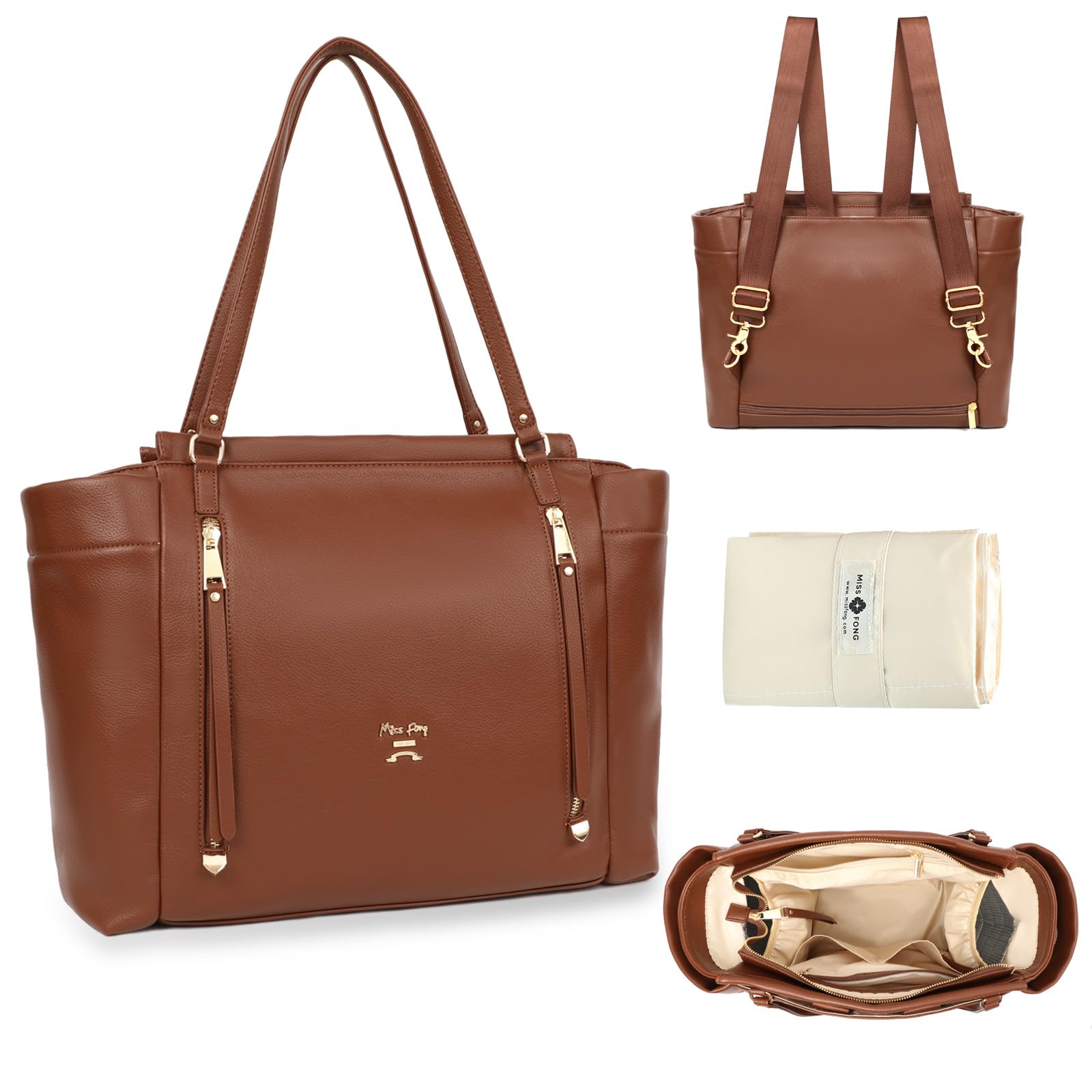 Diaper Bag Tote Leather Diaper Bag Backpack, Large Capacity Mommy