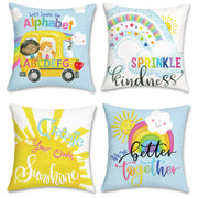 Kids Throw Pillow Covers 18 x 18 Inch Rainbow Sun Inspirational