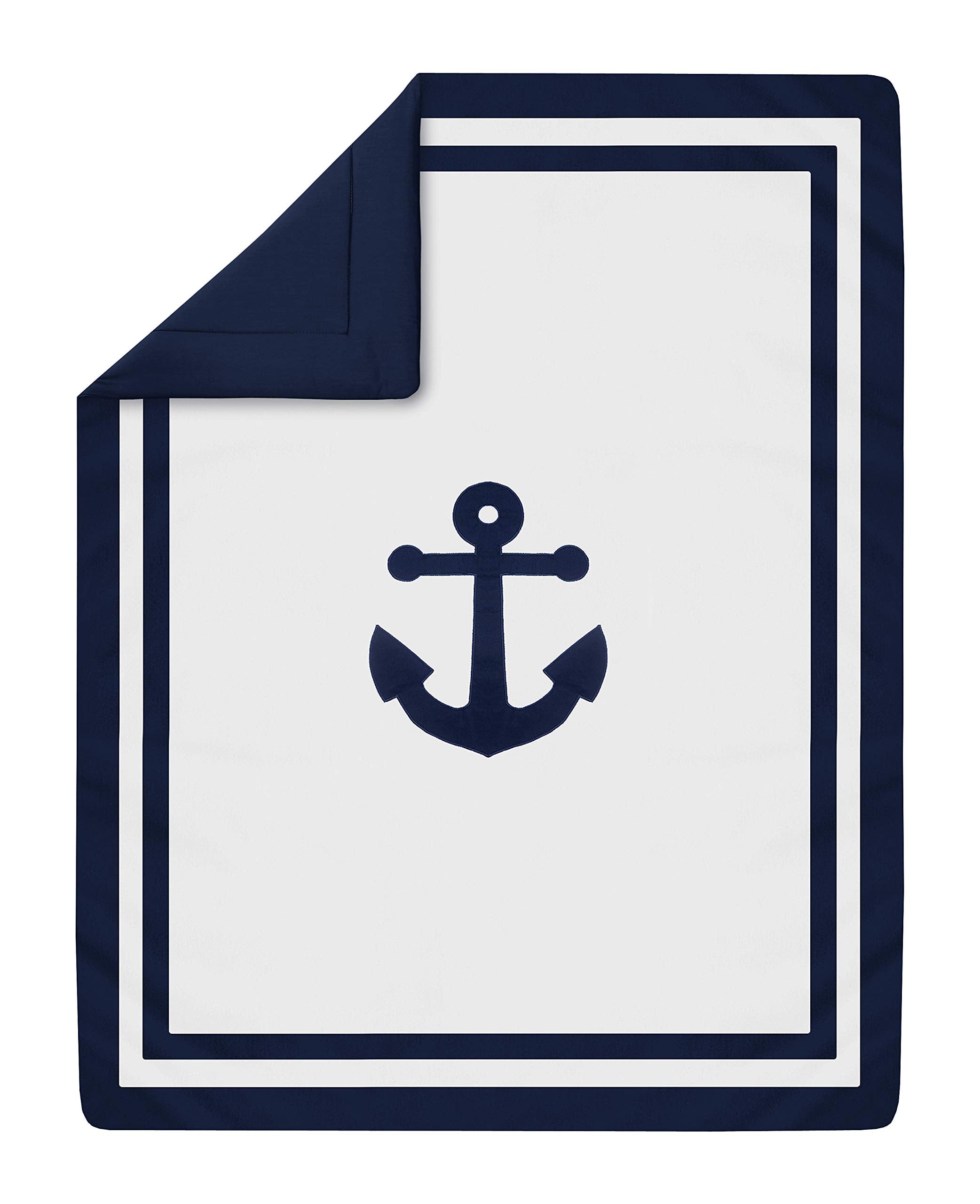 Designs Nautical Anchor Baby Boy or Girl Nursery Crib Bedding Set - 4 Pieces - Navy Blue and White Gender Neutral