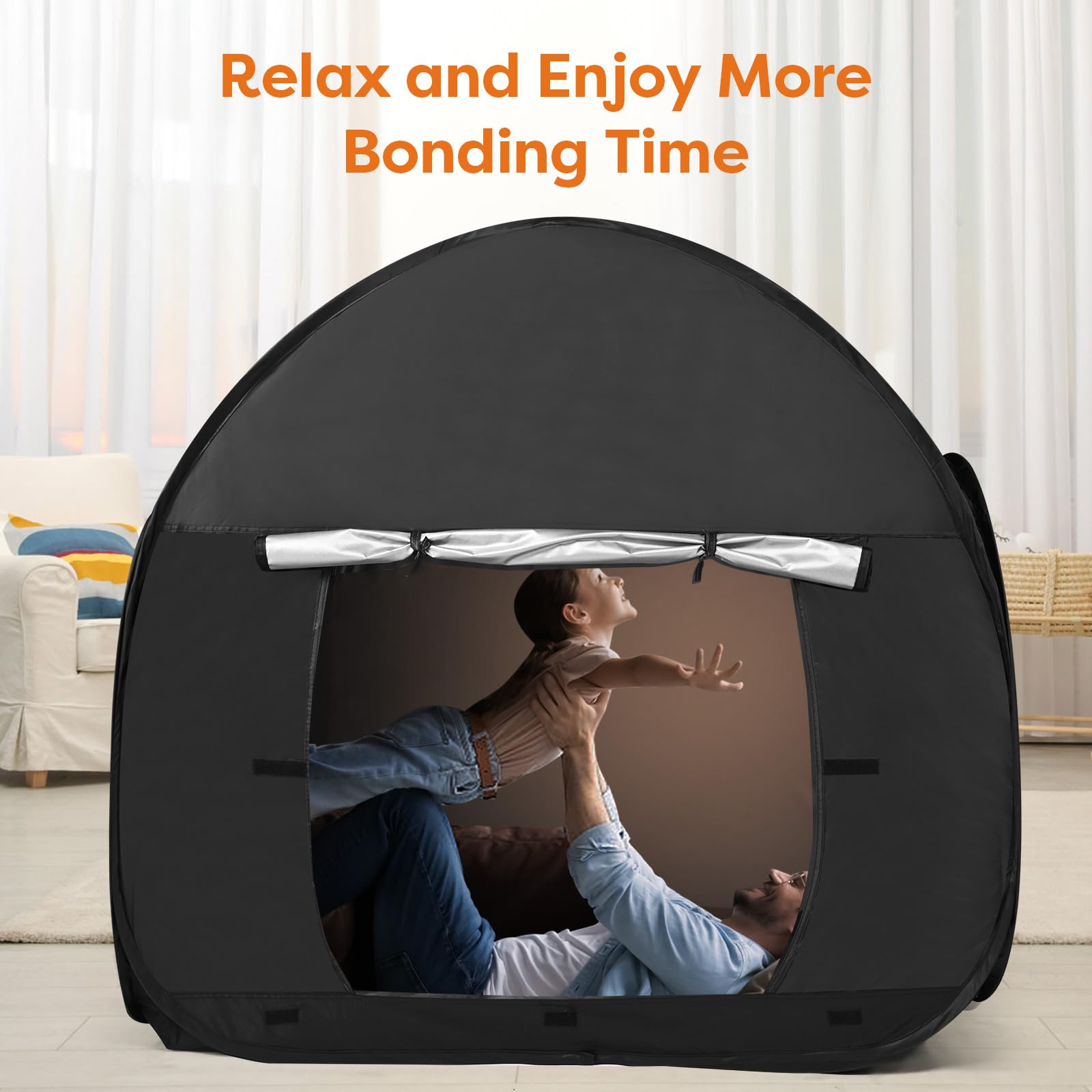 Sensory Tent for Kids with Autism,47x47x47in Blackout Sensory Room Pop-up Play Tent,Calm Corner for Children to Play and Relax,Helps with Autism, SPD,Anxiety & Improve Focus