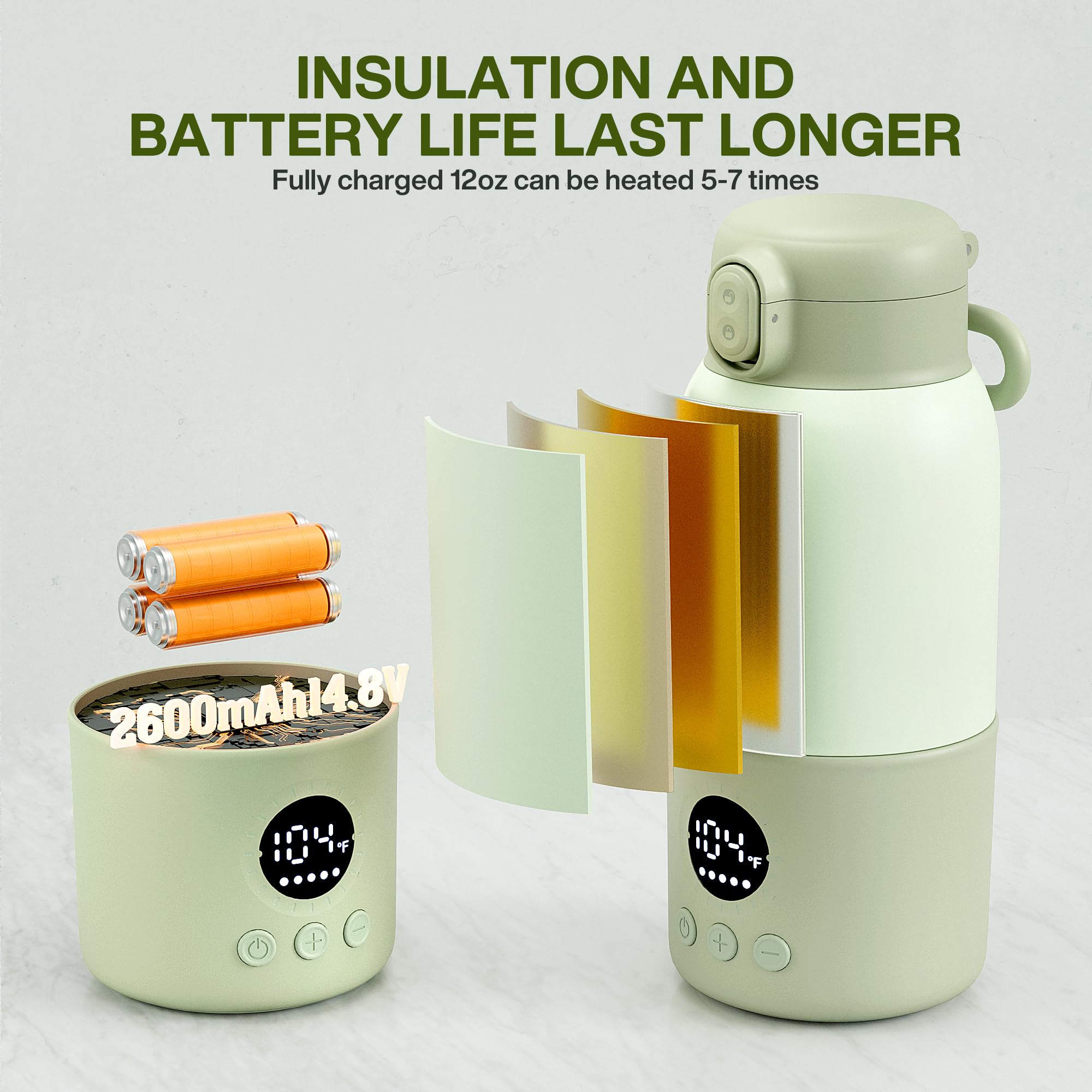 Portable Bottle Warmer for Travel,Formula Container to Go 12.8oz Baby Bottle Warmer