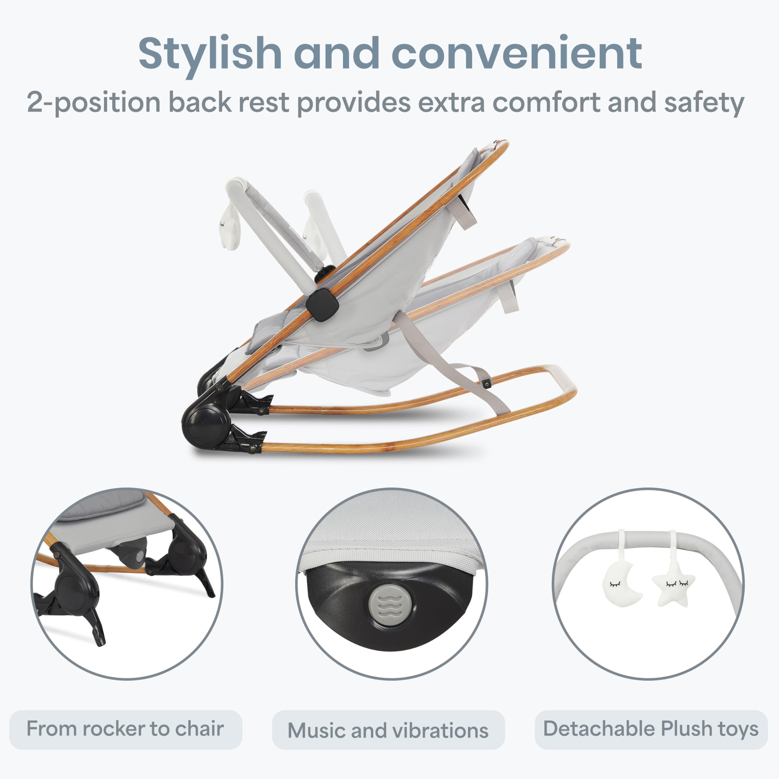 2-in-1 Baby Rocker and Stationary Seat with Adjustable Recline
