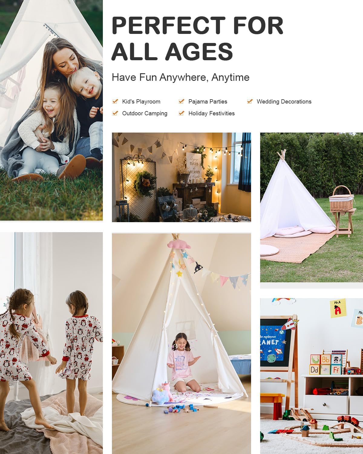 Kids Teepee Play Tent Indoor Outdoor Canvas