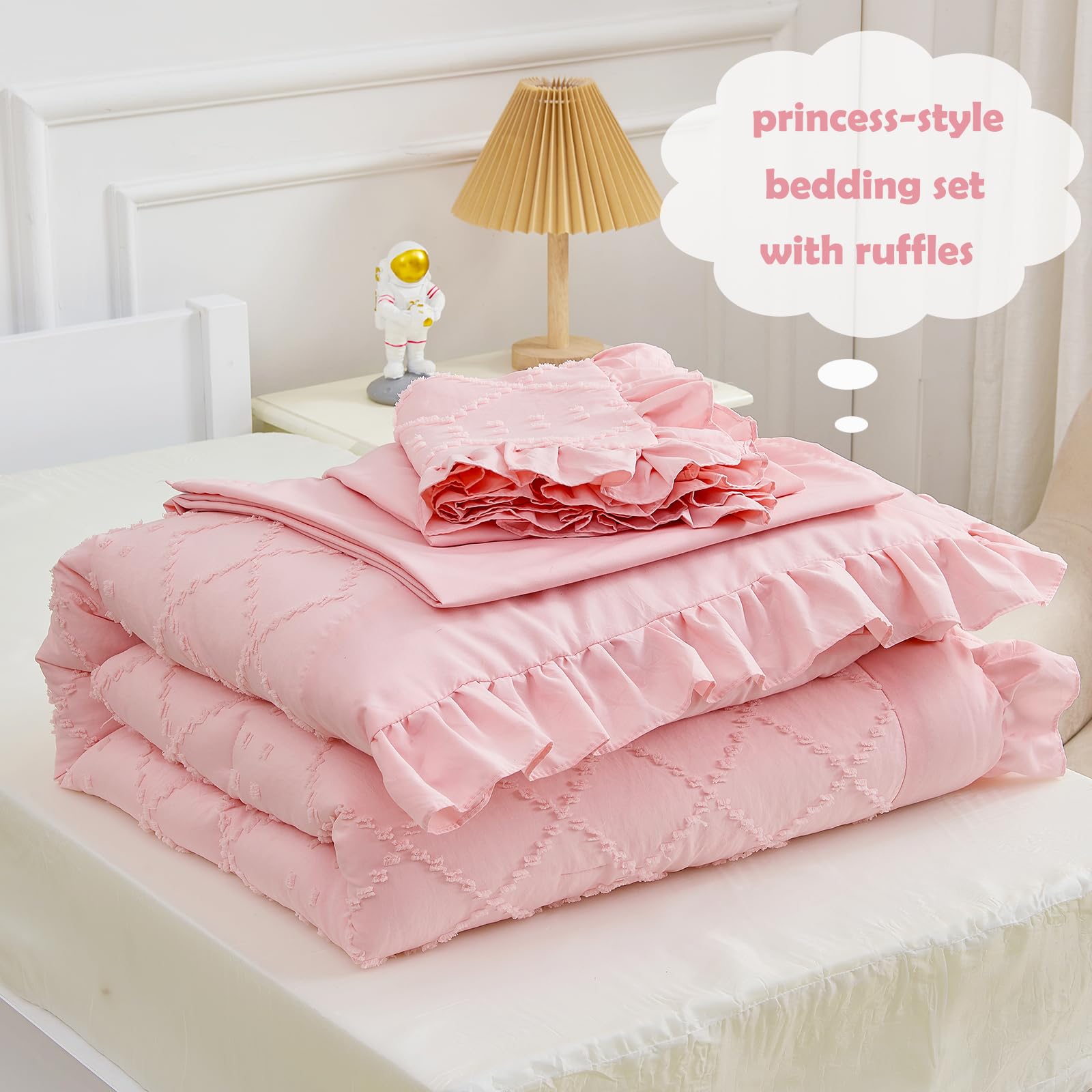 Boho Tufted Toddler Bedding Set with Ruffle Crib Sheets
