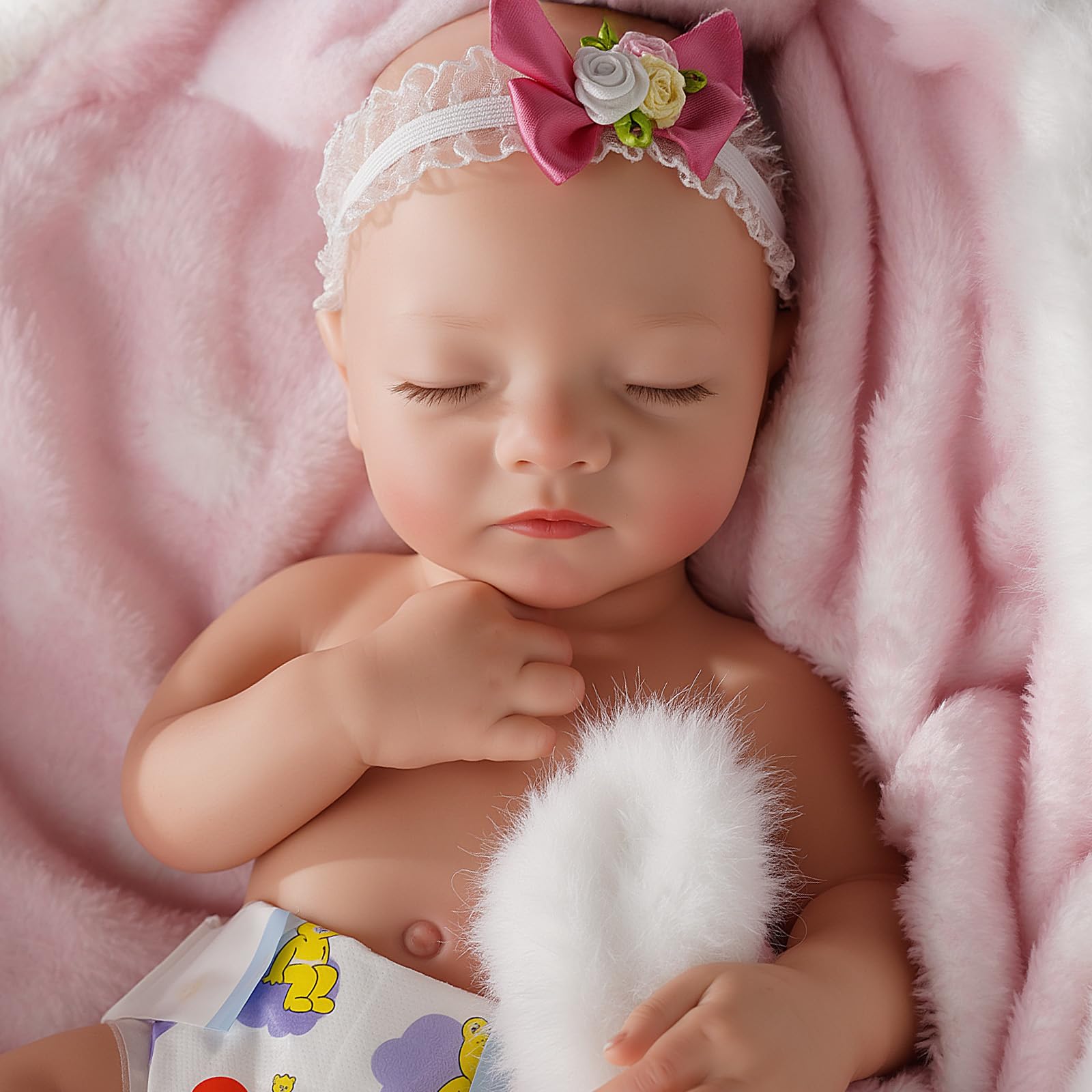 Lifelike Reborn Baby Dolls Aurora 16 Inch (Weight 4 lb) Full Platinum Silicone Reborn Baby