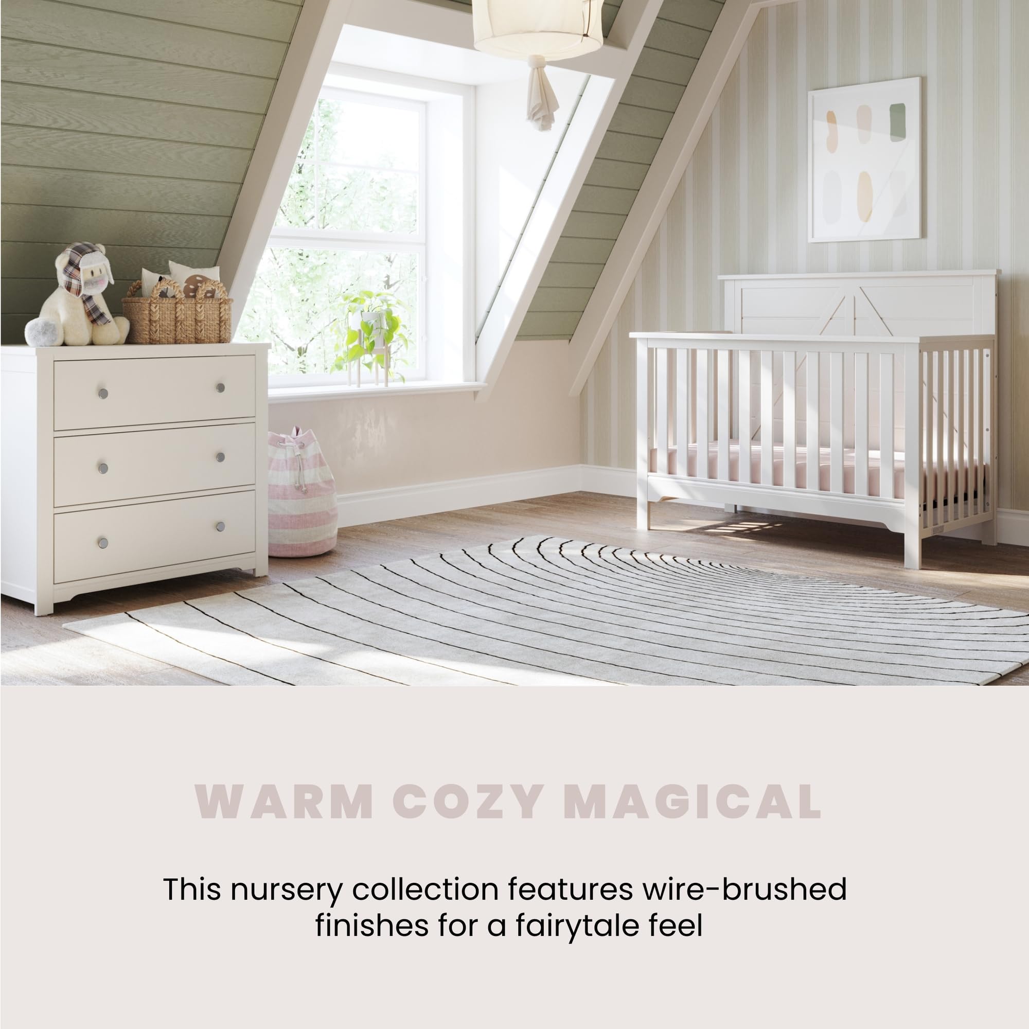 Woodland 4-in-1 Convertible Crib, Baby Crib Converts