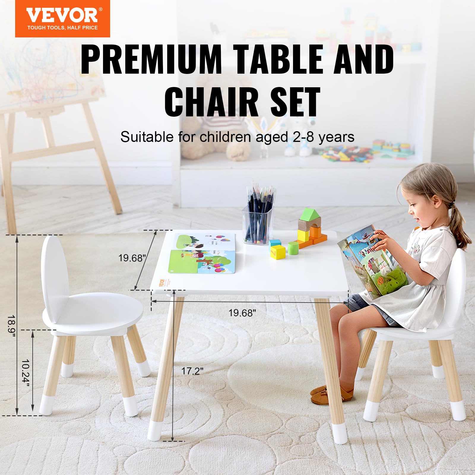 Kids Wooden Table and Chair Set