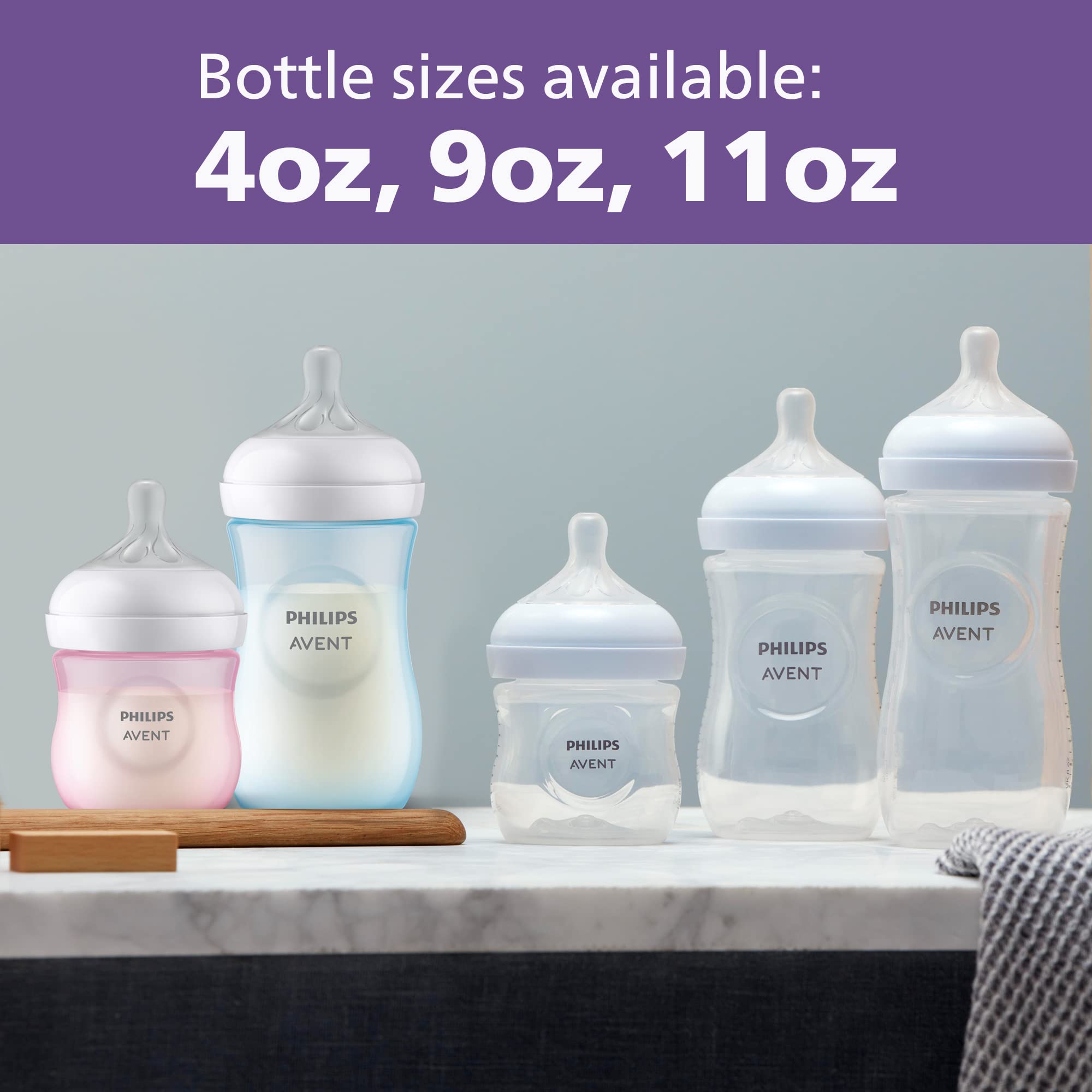 Philips Avent Natural Baby Bottles with Natural Response Nipples (Slow Flow