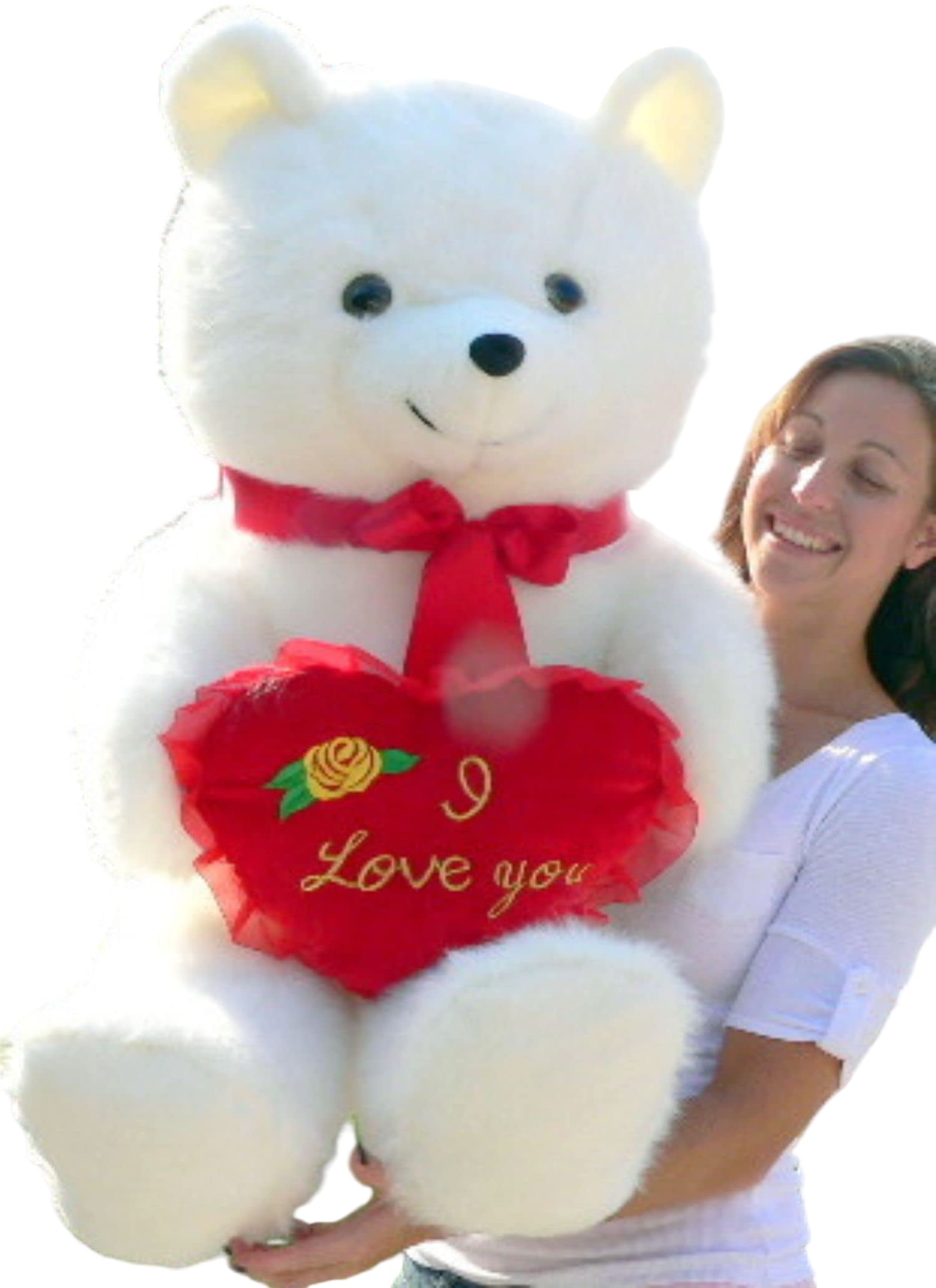 Giant Teddy Bear Holding I Love You Heart Pillow Soft 42 Inches Made in The USA