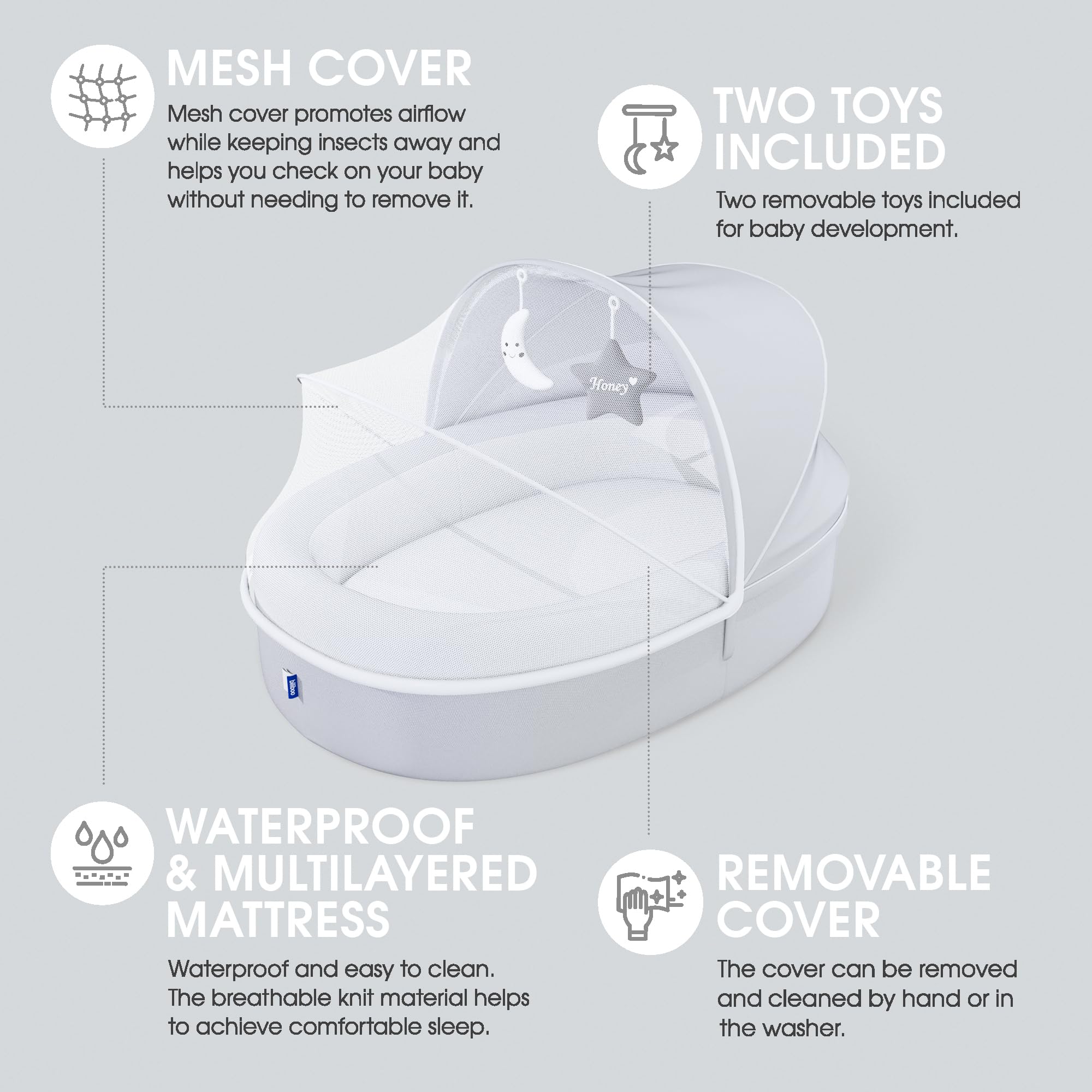 Baby Lounger Nest with Mesh Canopy