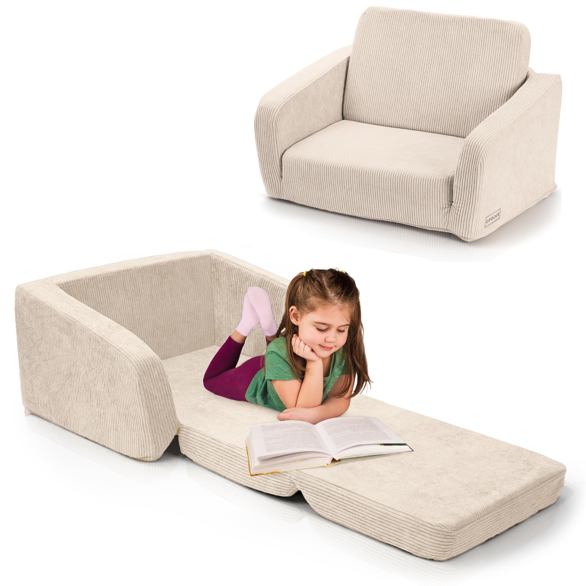 Convertible Toddler Chair and Couch - 2-in-1 Kids Sofa with Washable Cover