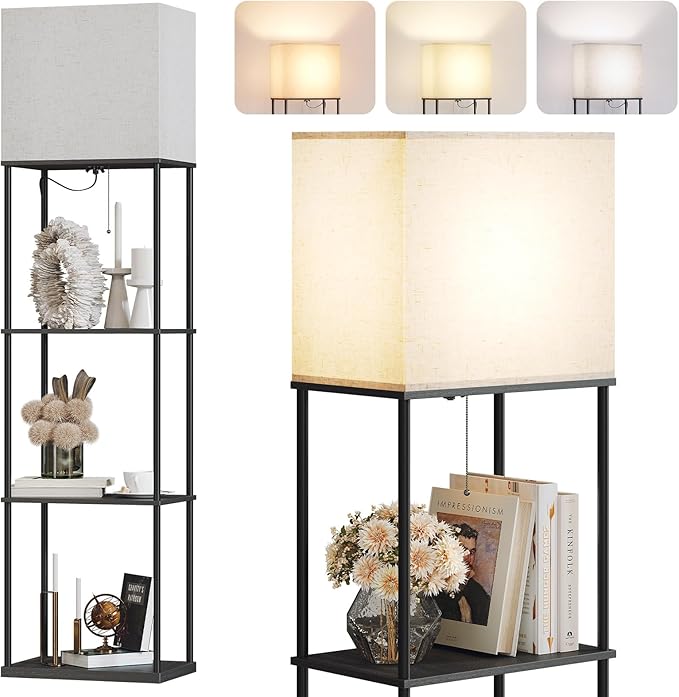 Modern Floor Lamp with Storage Shelves