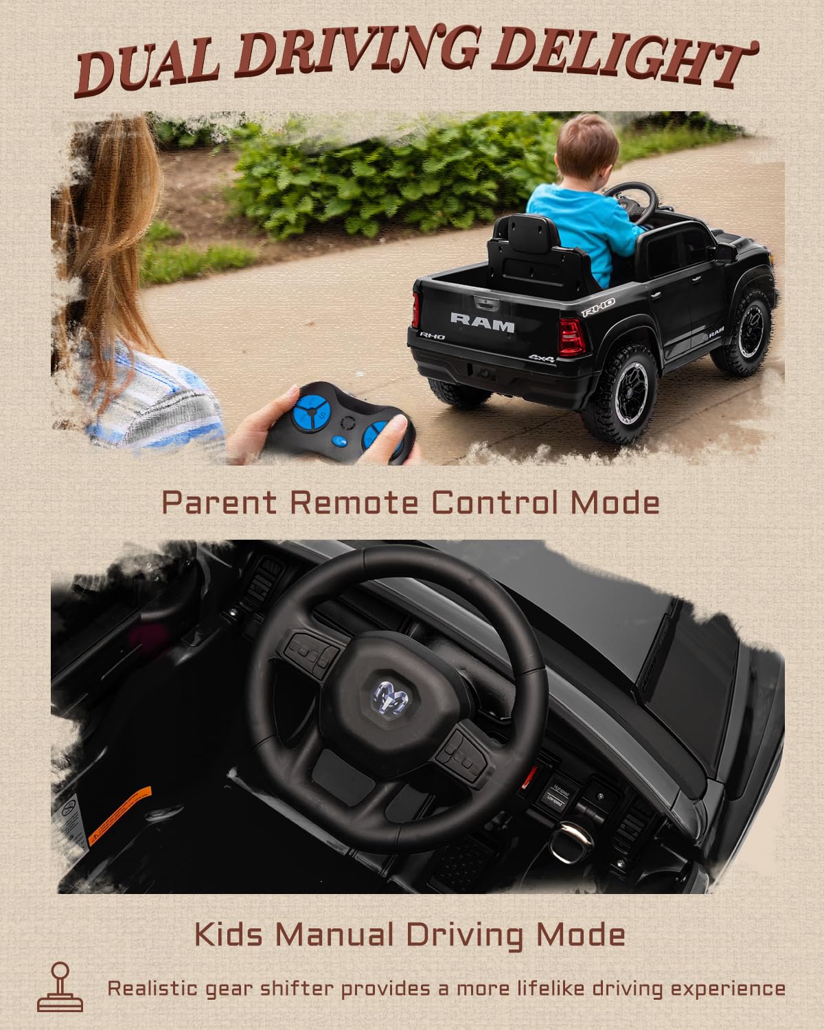 12V Licensed Ram 1500 Kids Ride-On Truck
