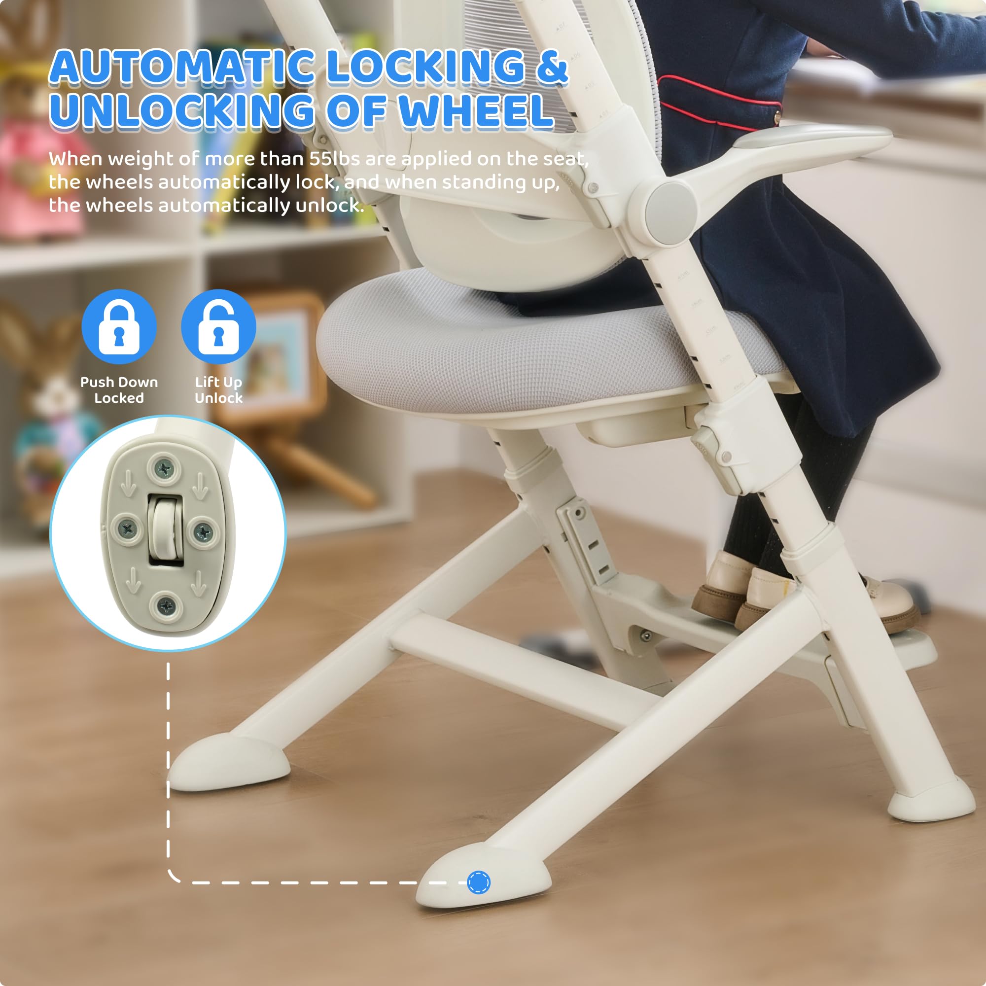 Ergonomic Kids Desk Chair with Adjustable Footrest