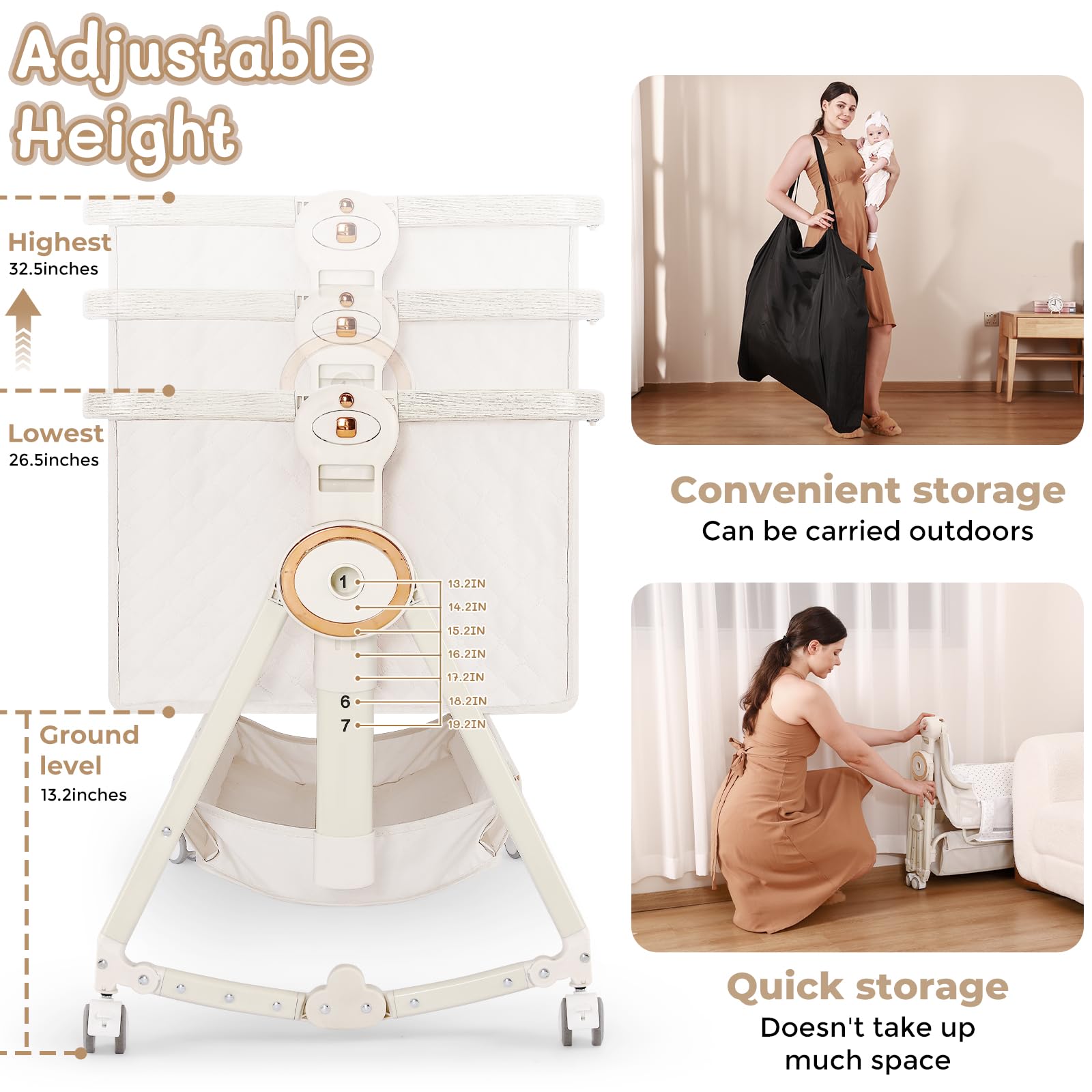 5-in-1 Baby Bedside Bassinet with Diaper Changer