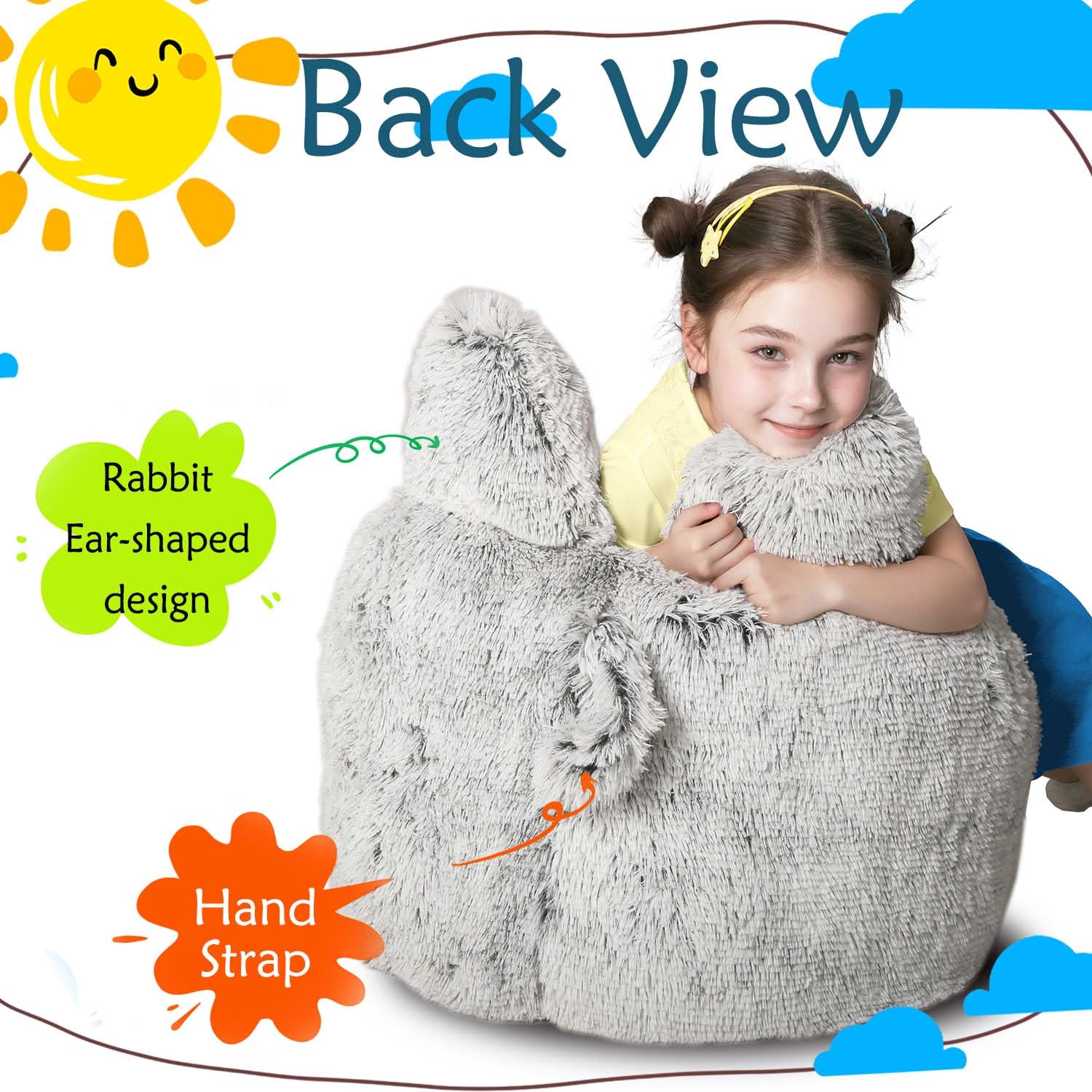 Memory Foam Bean Bag Chair with Rabbit Ears for Kids and Teens