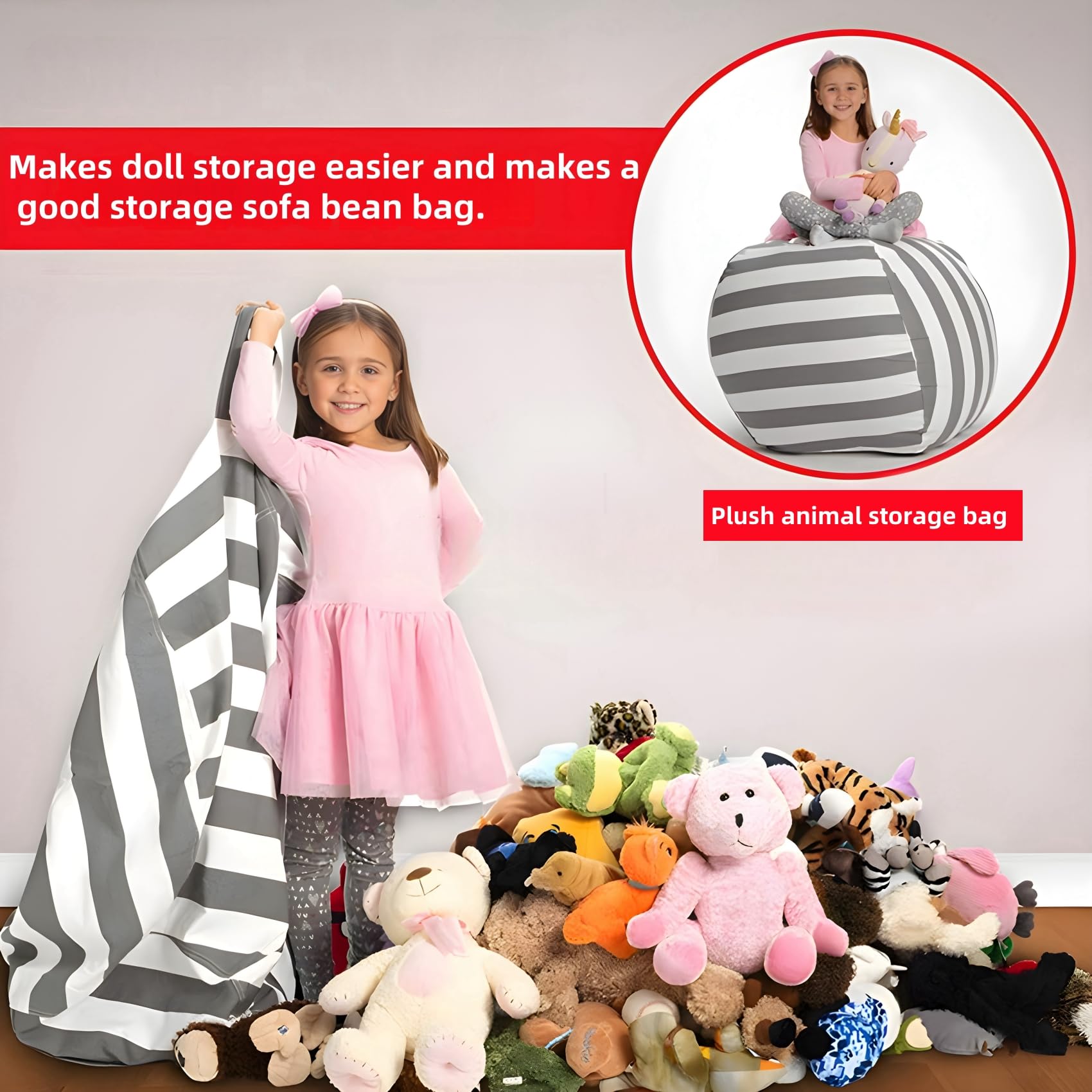Extra Large Stuffed Animal Storage Bean Bag Chair